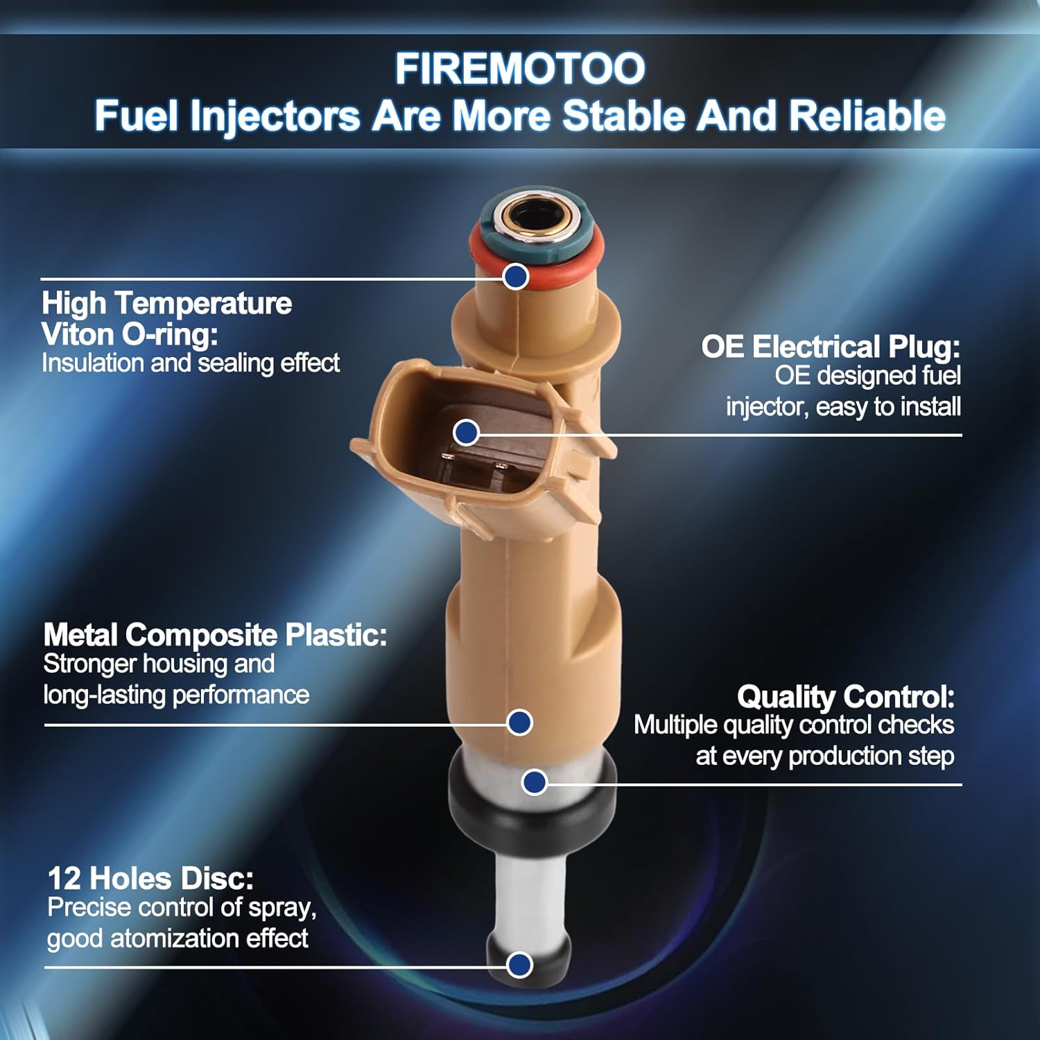 Fuel Injectors Pack of 4 Compatible with Scion xD 2008 2009 for Toyota Matrix 2011-2013 Corolla Type A 2011-2017 L4 1.8L Fits Matrix/Corolla 2009-2010 Replace 232500T010 12 Holes