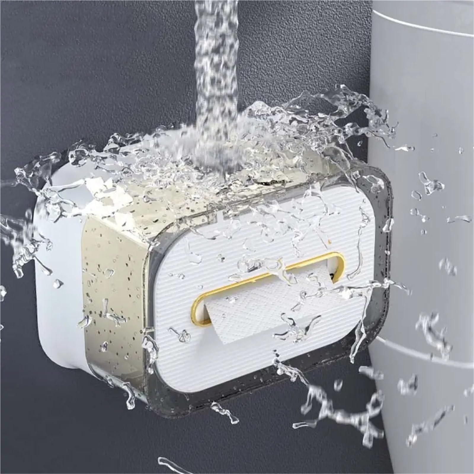 Porta carta igienica impermeabile a parete con scatola for fazzoletti a molla in plastica, organizer for tovaglioli di grande capacità for la casa Per Cucine(White)