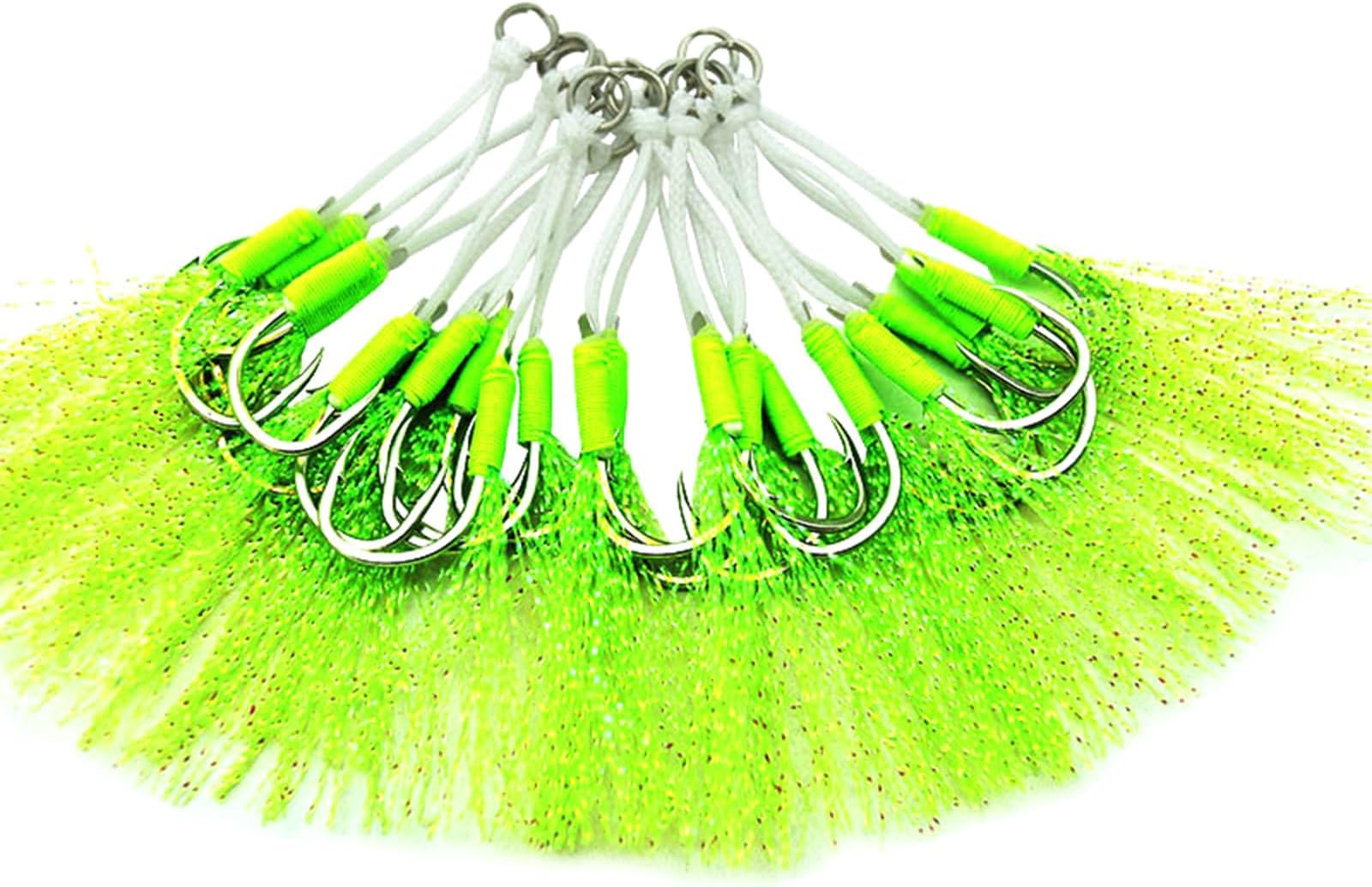20Pcs Double Fishing Assist Hook Slow Quickly Fall Jigs Flashing Dancing Jigging Assist Enduring Jigging Lures Hook