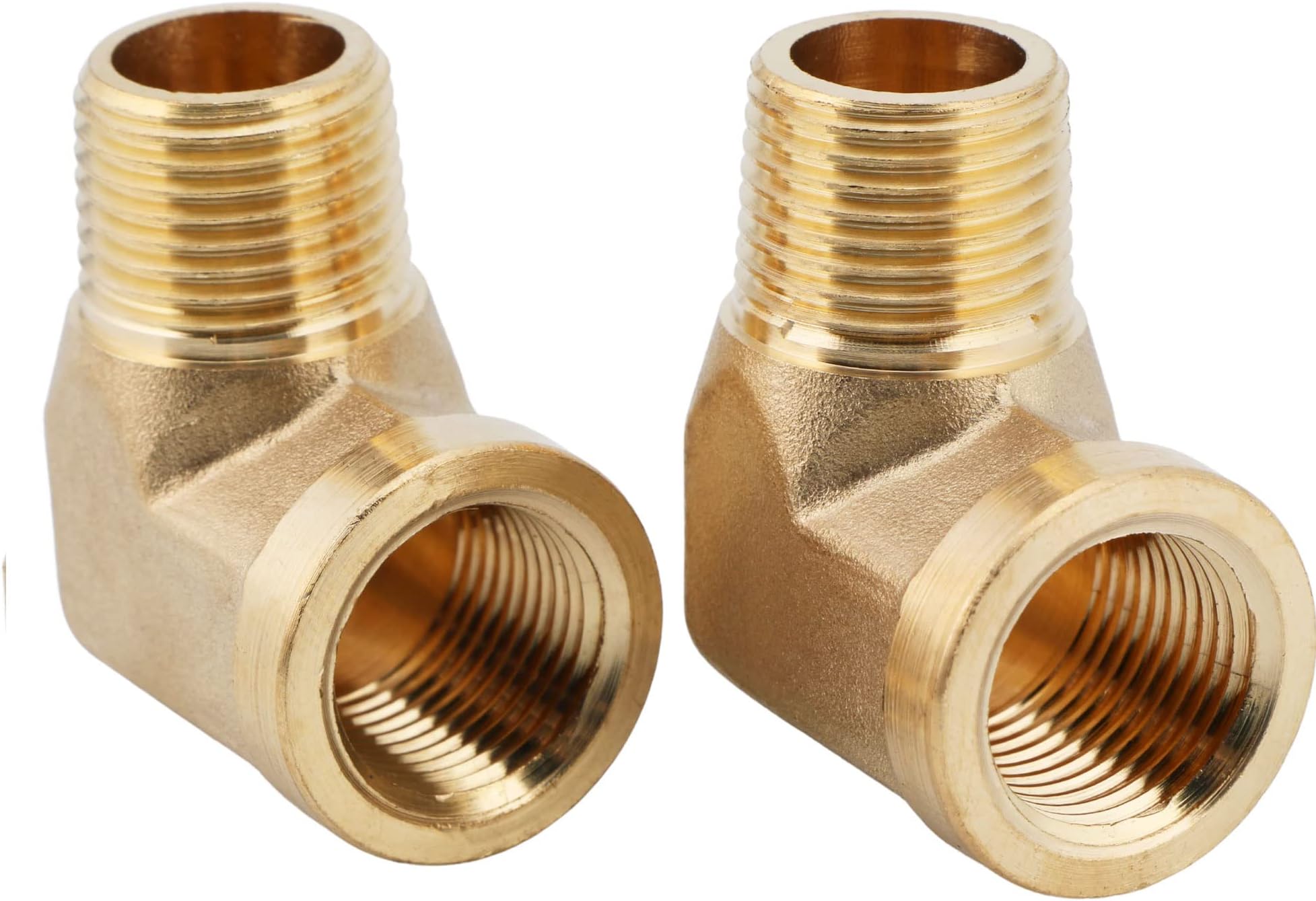 U.S. Solid 2pcs 90 Degree Barstock Street Elbow Brass Pipe Fitting 1/4" NPT Male Pipe to 1/4" NPT Female