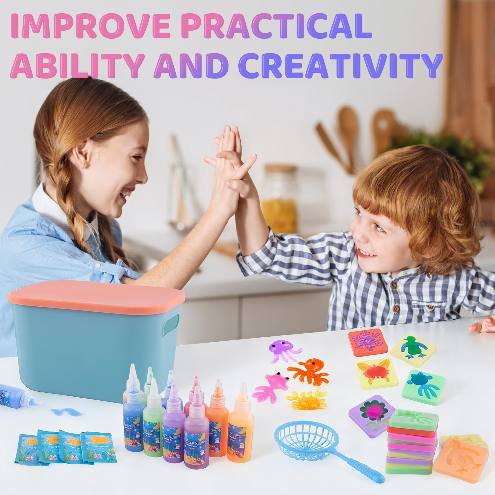 Magic Water Gel Toy Kit DIY 3D Jouet en gel d'eau pour enfants 4 5 6+ | Avec 24 couleurs et 20 formes, jouet créatif d'anniversaire, cadeau de Noël pour garçons et filles à partir de 3 ans