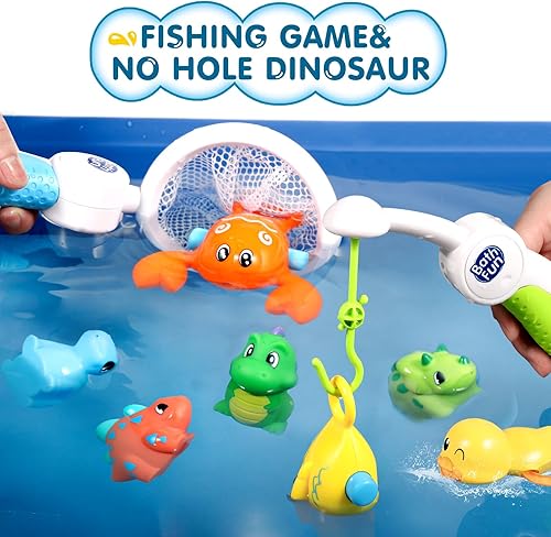 Miniatura 10 de Juguetes de baño, juguete de bañera con cabezal de ducha, pista deslizante para niños pequeños y bebés, juguete flotante sin moho, juego de pesca,
