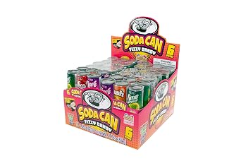 36 Kidsmania Mini Soda Can Fizzy Candy, 1.48 oz, Goody Bag Filler - Party Favor - 4 Assorted Flavors! (6 Packs of 6 Cans)