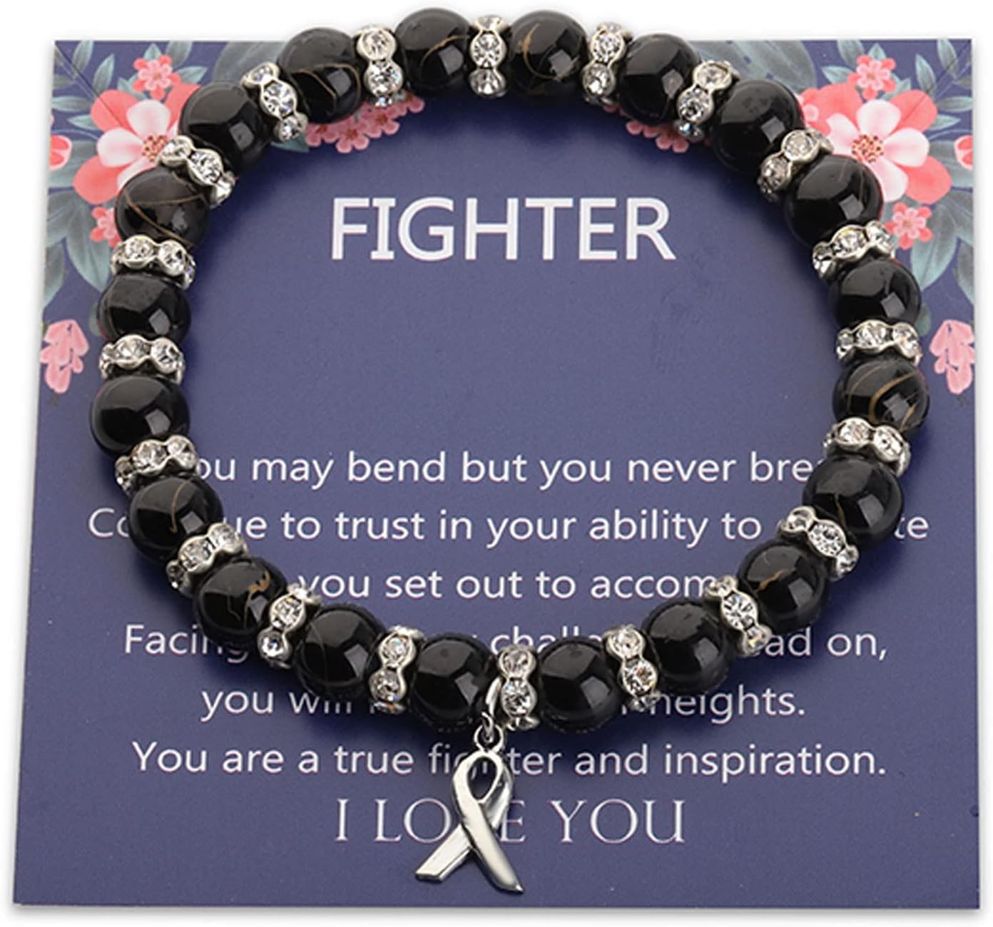 Melanoma Cancer Awareness Gift Black Ribbon Bracelet Skin Cancer Survivor Narcolepsy Awareness Encouragement Gift
