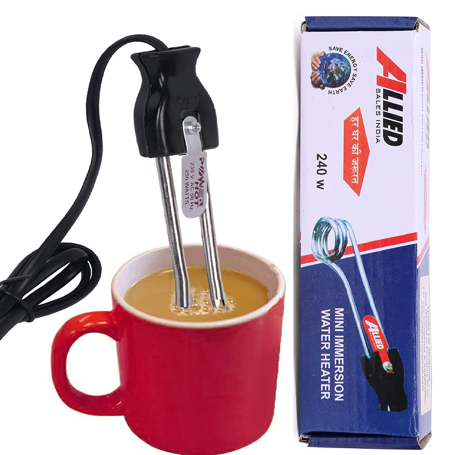 ALLIED SALES INDIA Electric Milk Frother and Coffee Foam 240 Watts Mini Immersion Water Heater Rod, Nickel Plated, for Coffee, Tea, Boiling Small Quantities. (Pack 2)-image-21