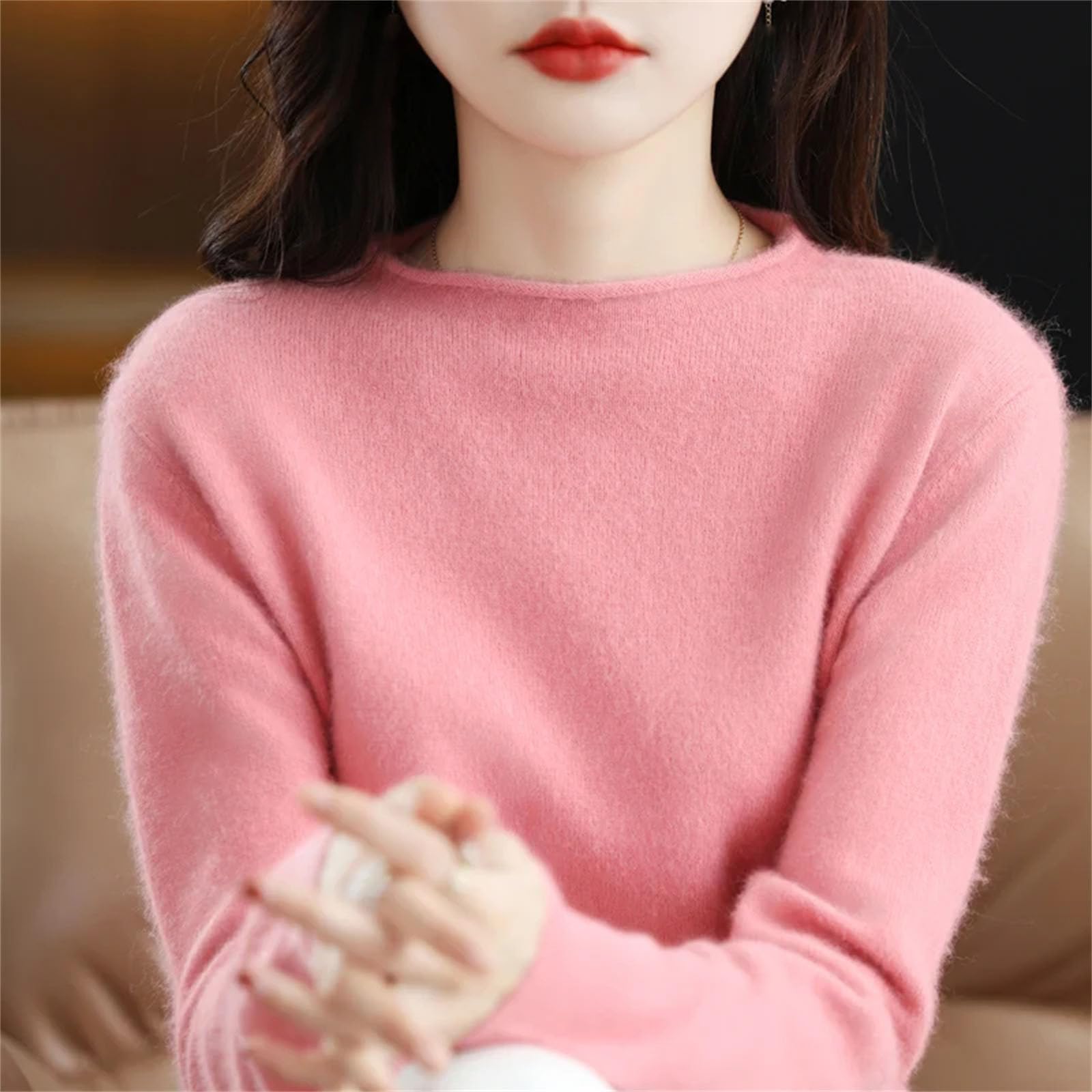 Maglione da Donna Autunno E Inverno con Scollo A O, Top Casual Lavorato A Maglia Allentato