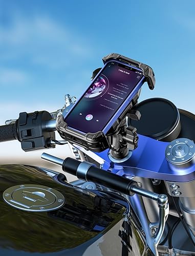 Miniatura 8 de Kewig Soporte de teléfono para horquilla de motocicleta con amortiguador de vibraciones, soporte ajustable de alta resistencia para teléfono de