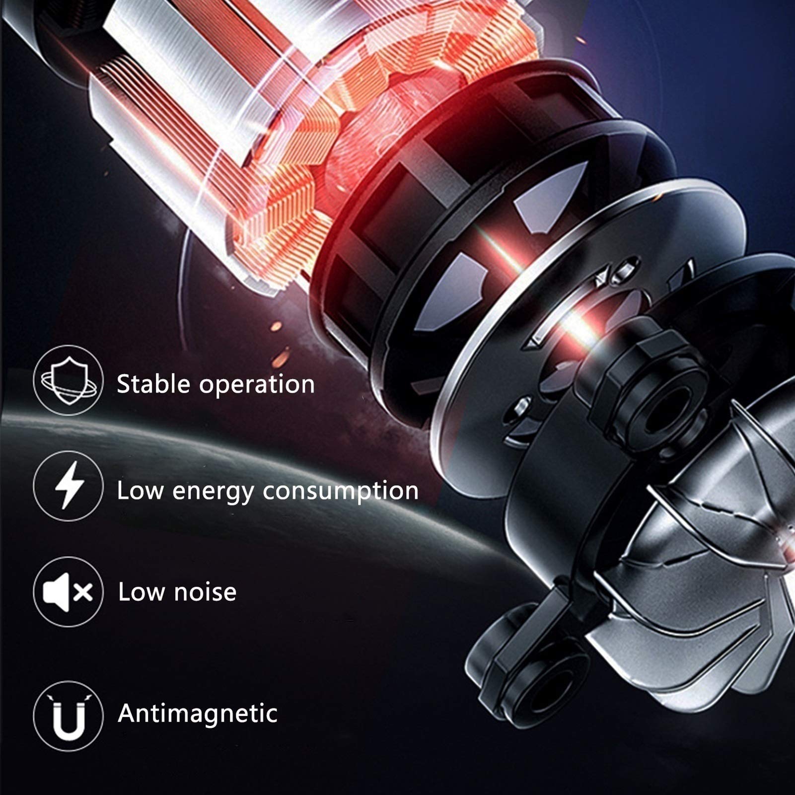 Scatola Carica Orologi per 4 Orologi Automatici + 6 vani portaoggetti con Luce LED Blu, Finitura Laccata Effetto Pianoforte, Doppia Alimentazione, Carica Orologi, espositore per or