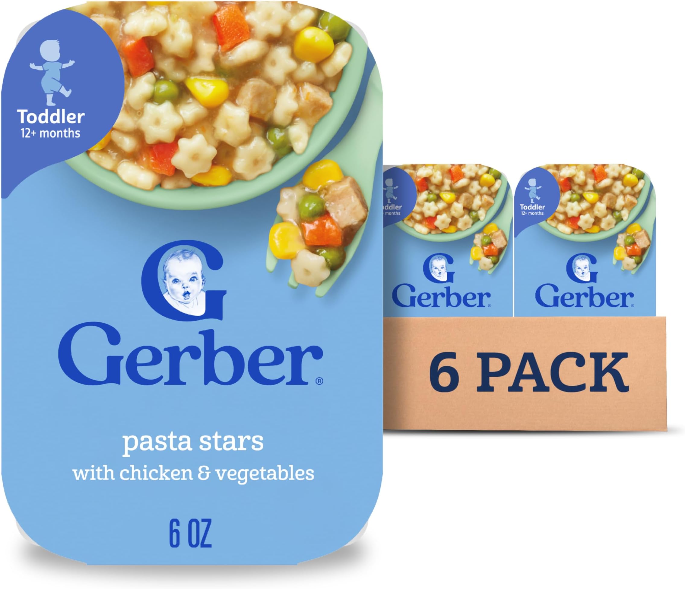 Gerber Toddler Food, Pasta Stars with Chicken & Vegetables, Mealtime for Toddler, 6PK