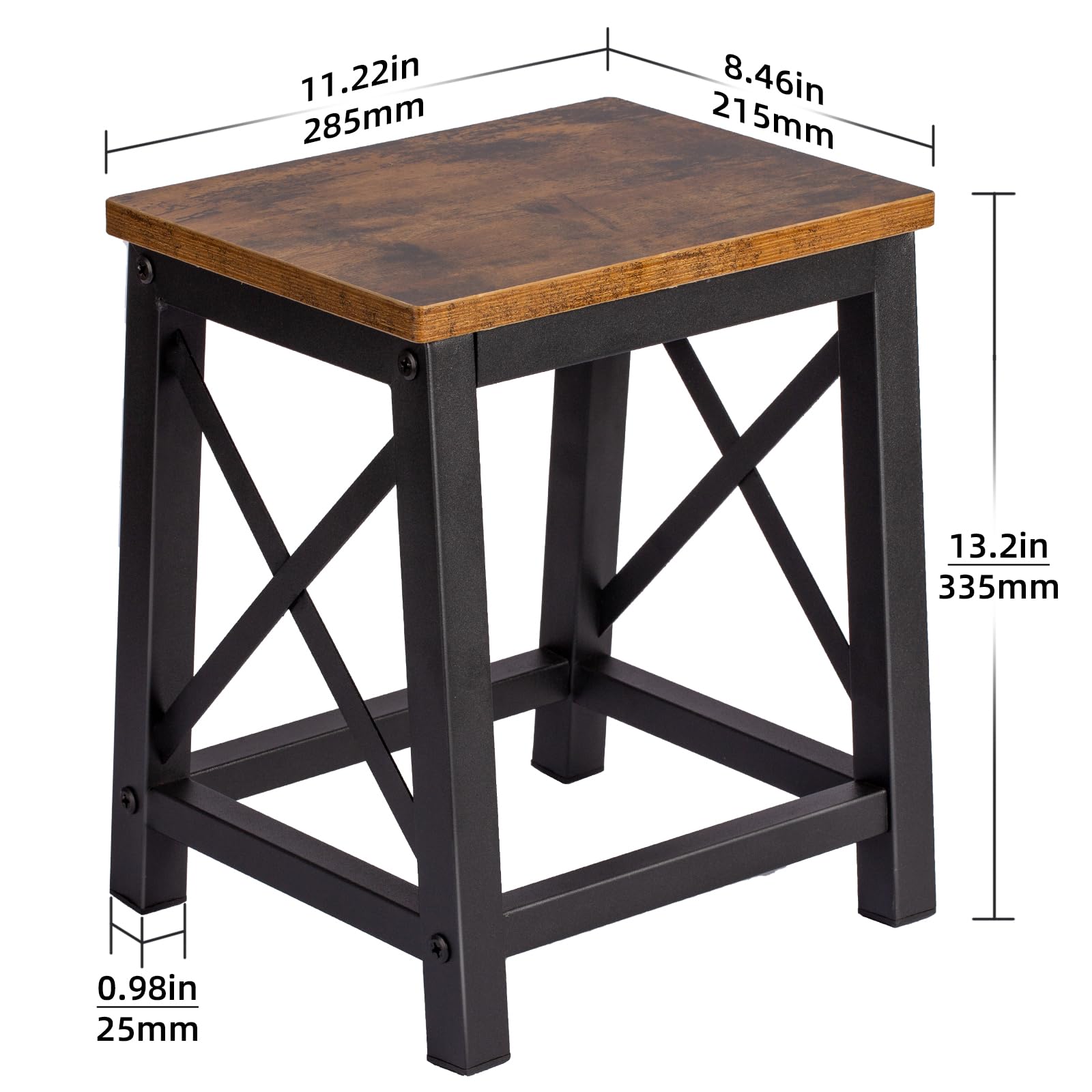 HDANI Taburete de Madera Escalera Resistente 220 kg Marco Metal Antideslizante Marrón-Negro