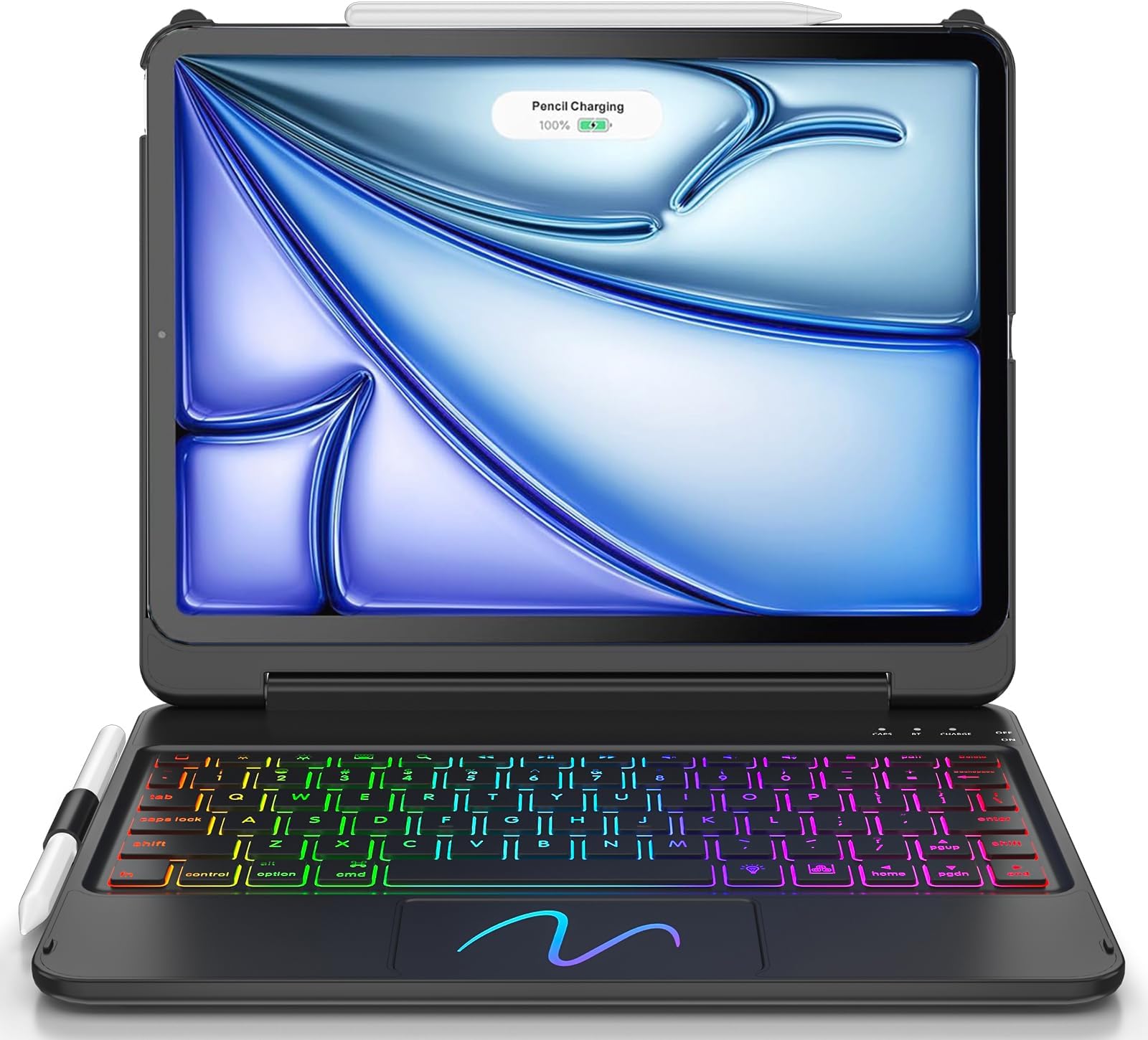 Touchpad Keyboard Case for iPad Air 11 inch M2 2024 & for iPad Air 5th 4th Generation Case with Keyboard 10.9 inch- 180° Flip Multi-Touch Backlit Keyboard Case with Pencil Holder,Space Black