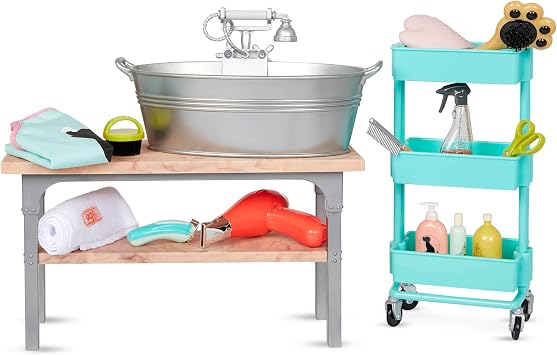 Our Generation Pet Grooming Set for 18-Inch Dolls, Dog Salon Set, Deluxe