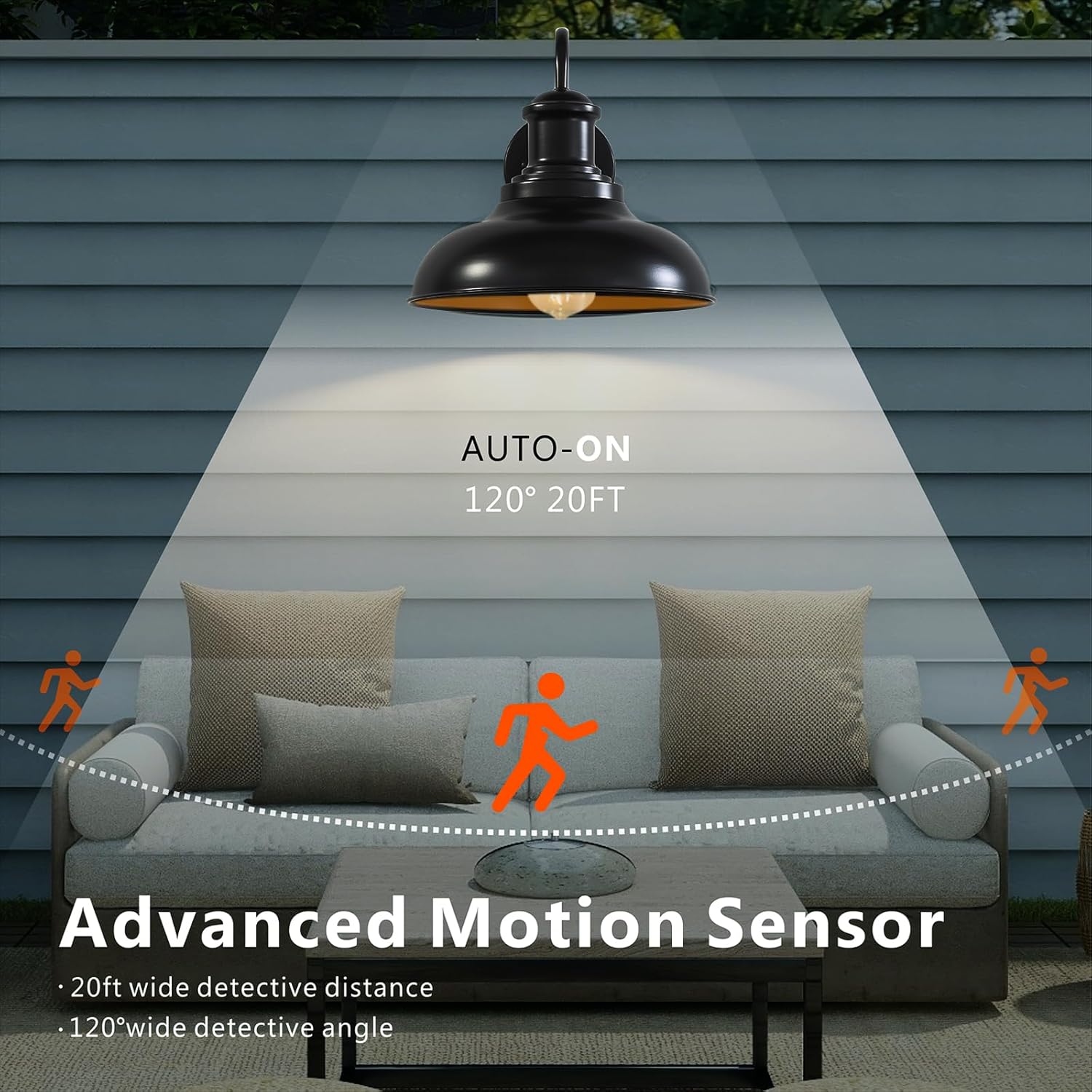 Motion Sensor Outdoor Lights,12inch Large Exterior Farmhouse Wall Mounted Lamp,E26 Barn Lights with Gooseneck,Vintage Matte Black Outside Sconce,Anti-Rust Waterproof Porch Light for House Garage