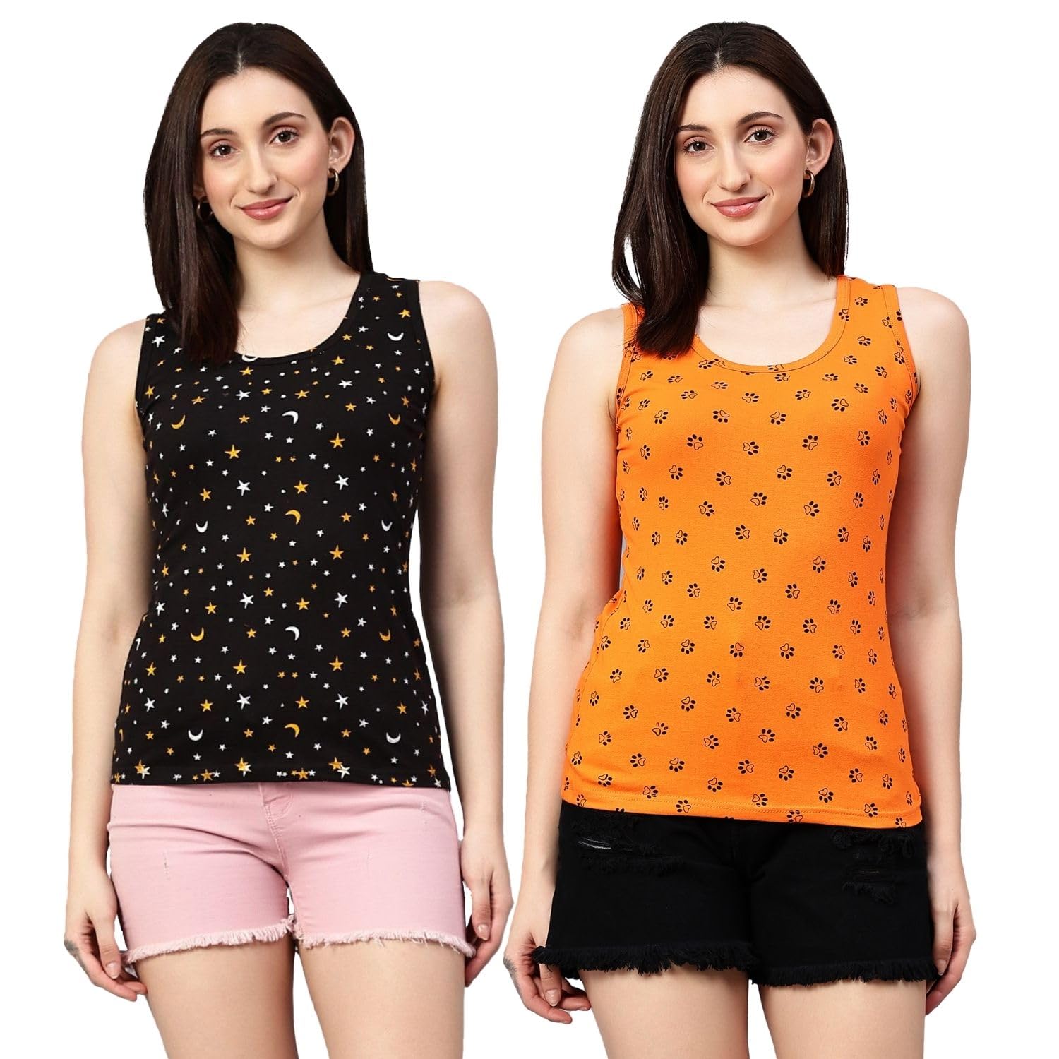 diaz Women's Super Combed Cotton Rib Fabric Slim Fit Tank Top-Pack of 2-picture-39