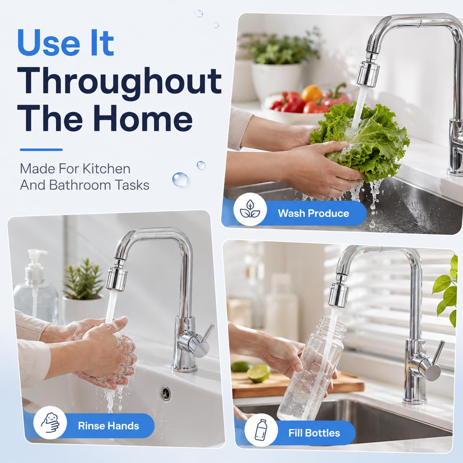 2 Stück M24 Strahlregler aus verchromtem Messing, Wassersparer für Wasserhahn mit 7 Schichten, Spritzschutzaufsätze für Küche, Badezimmer, mit Schlüssel und Dichtung