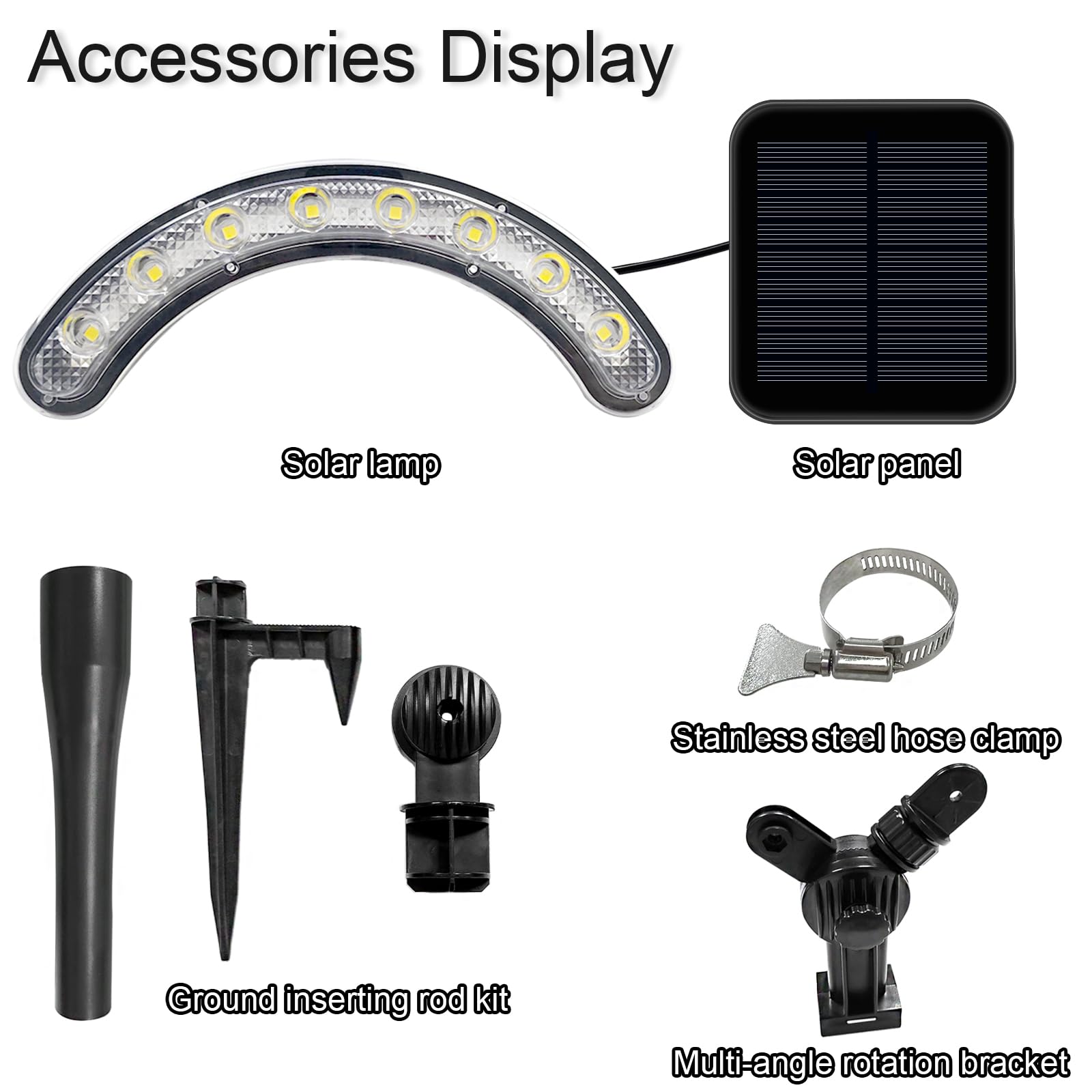 Solar-Fahnenmast-Licht, solarbetrieben, superhelle PC-Kristall-LED-Strahler, verbesserte 8000 mAh 4800 lm, verstellbare Halterung und Metallklemme, passend für 2,5–3,8 cm Fahnenmast, 8–12 Stunden