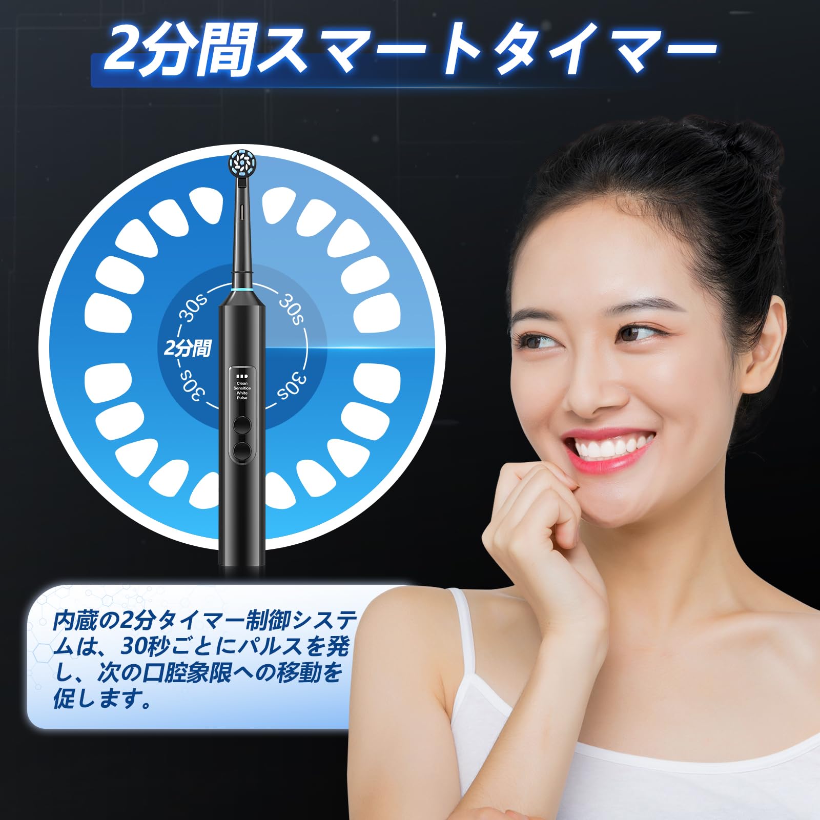 Amazon.co.jp: 電動歯ブラシ 超音波歯ブラシ ソニック 回転式 電動は