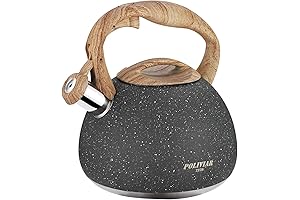 POLIVIAR Tea Kettle: Experience Unique Tea Time with Stone Finish and Wooden Handle