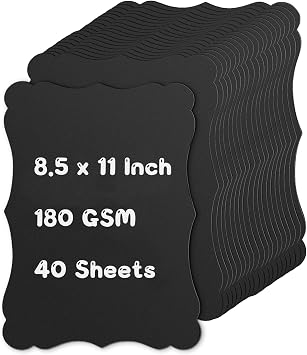 Black Cardstock Paper 40 Sheets, 8.5 x 11 Inch Thick Card for Invitations, Menus, Cards Making, Stationary Printing, Art Project, Scrapbook, Birthday Wedding Party Decoration
