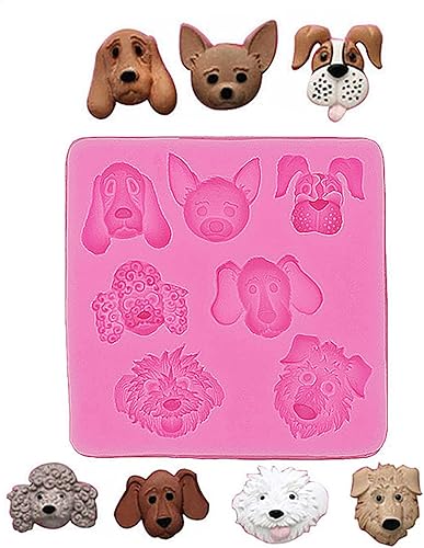 Lindo juego de moldes de silicona con forma de cabeza de perro para hacer a mano de resina, gelatina, pasta de goma epoxi, gelatina, colgante de