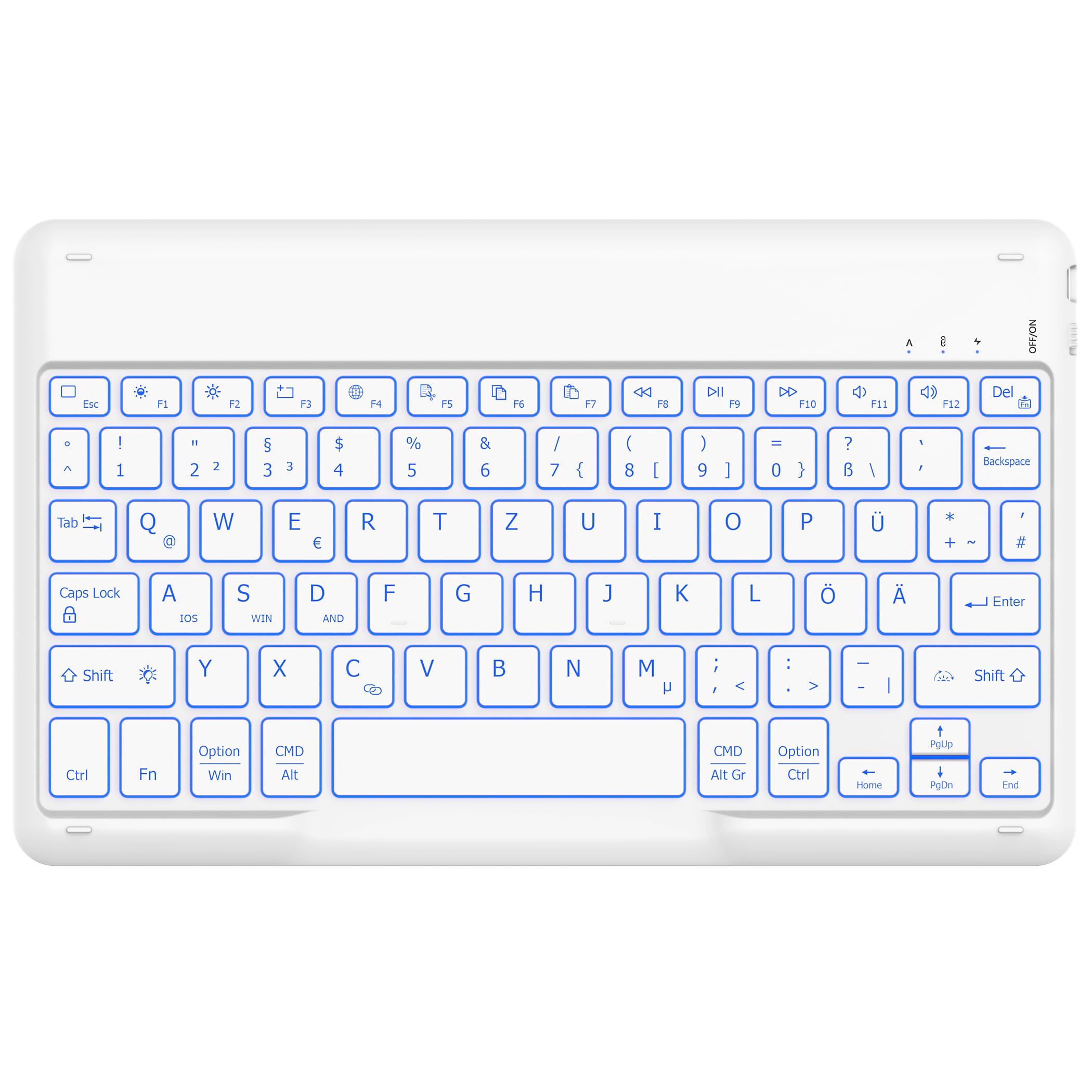 Teclado Bluetooth alemán QWERTZ blanco claro para estudiar con iPad 10 8