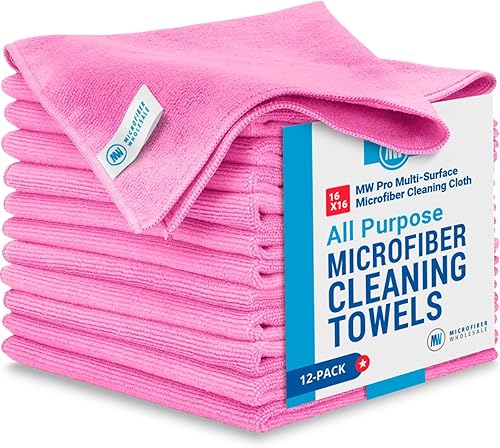 Toalla Buff Pro de Microfibra de Superficie Múltiple - Paquete de 12 unidades - Paños de limpieza premium - Limpia quita el polvo pule absorbe -