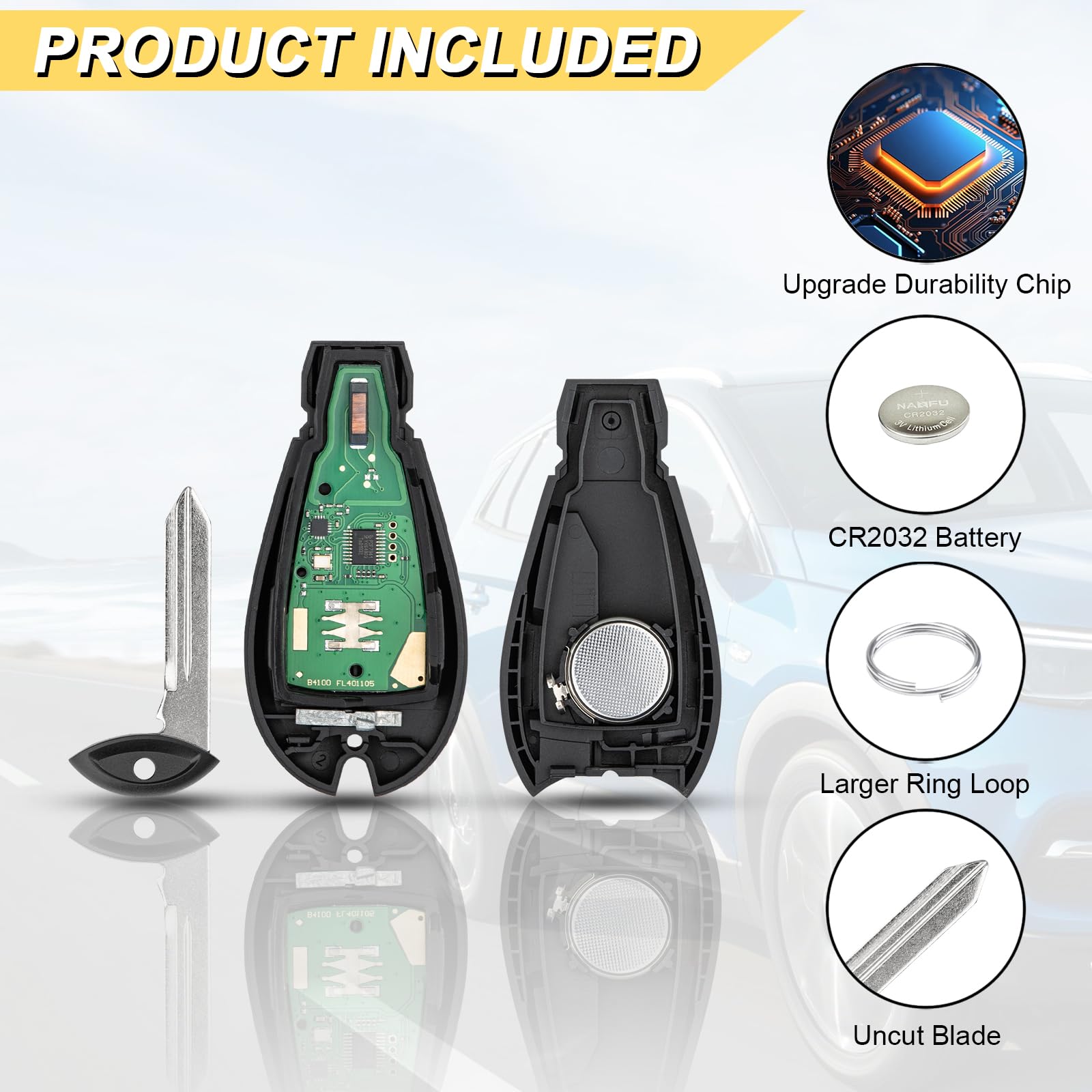 Vurkcy Llavero de repuesto para Dodge Dart 2012 2013 2014 2015 2016 2017 M3N32297100 56046771AA
