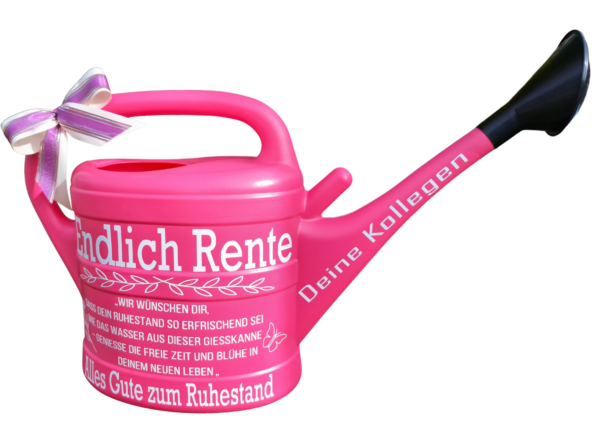 Gießkanne 10 L Rentnerin Rente PINK Abschiedsgeschenk, Geschenkgießkanne zum Renteneintritt in den Ruhestand