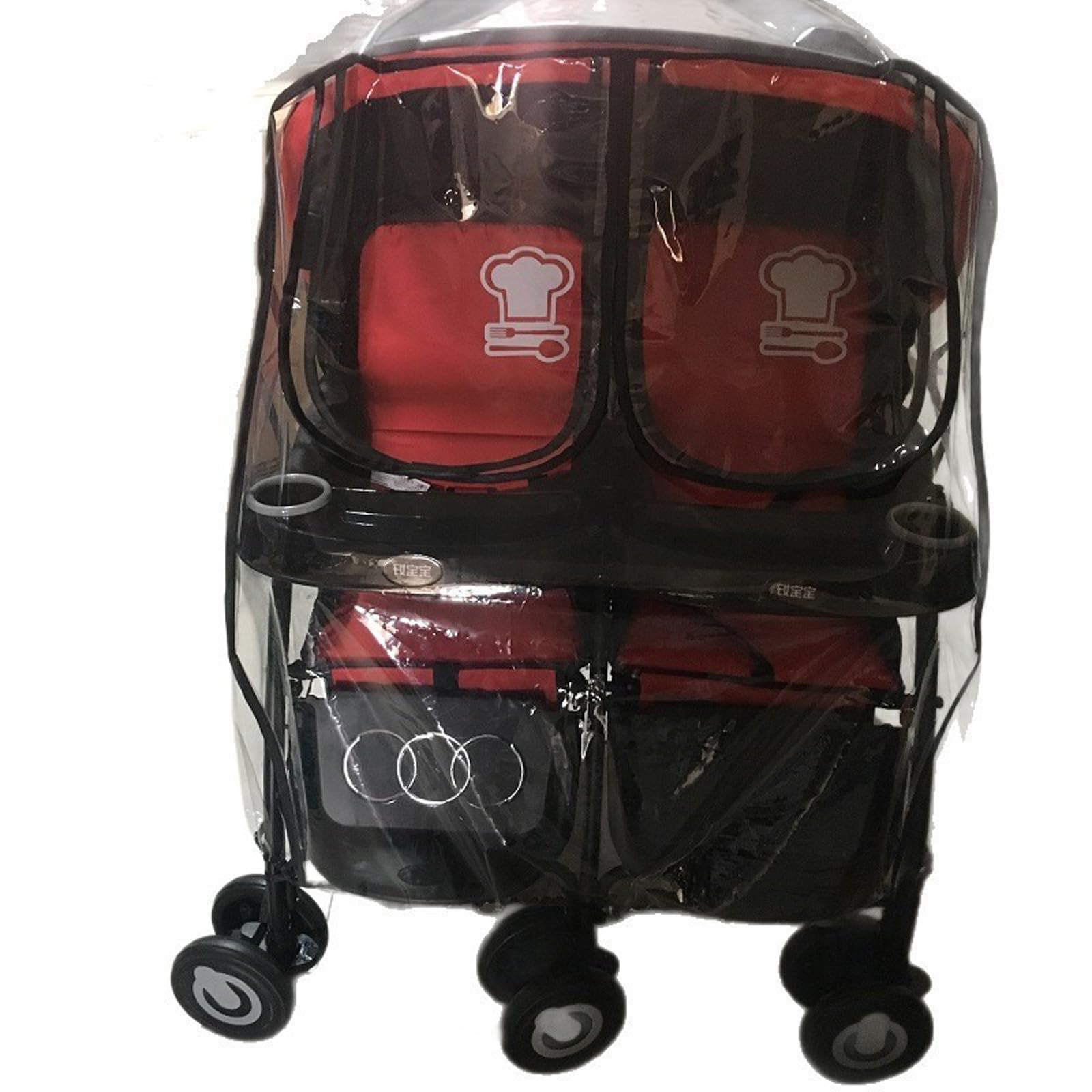 Copertura antipioggia per passeggini gemellari ad attacco rapido che fornisce ventilazione per resistenza all'aria e agli agenti atmosferici per attività all'aperto Parapioggia per passeggini