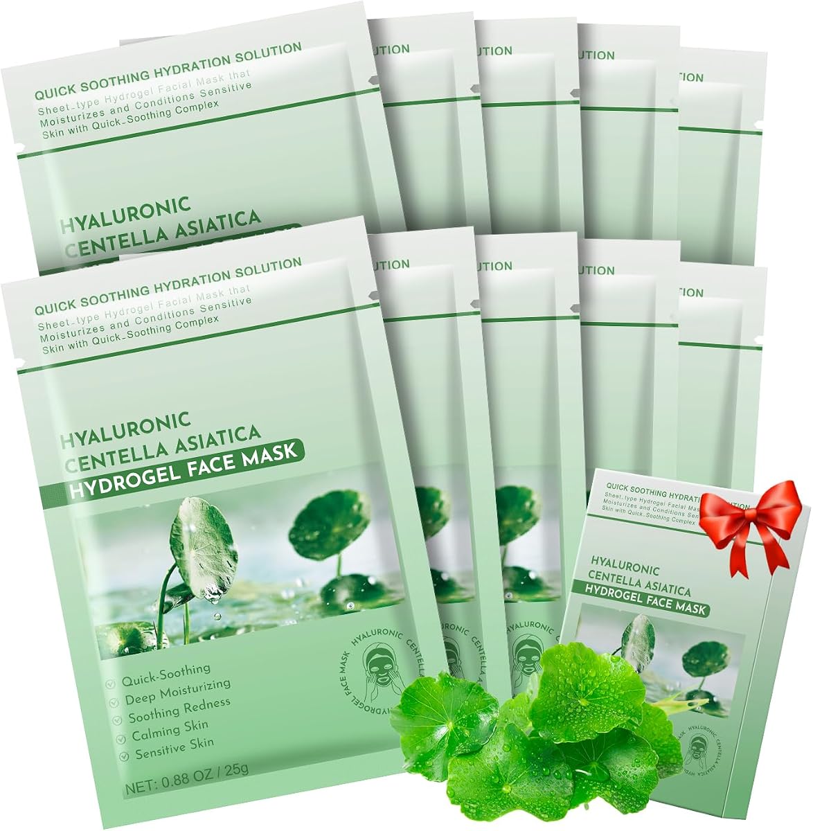 Calming Mask for Face, Centella Asiatica Calming Mask, Facial Masks with Aloe Hyaluronic Acid for Sensitive Skin,Soothing,Anti Aging Face Mask,Face Masks Skincare,Hydrating Sheet Facial Masks 10 pack