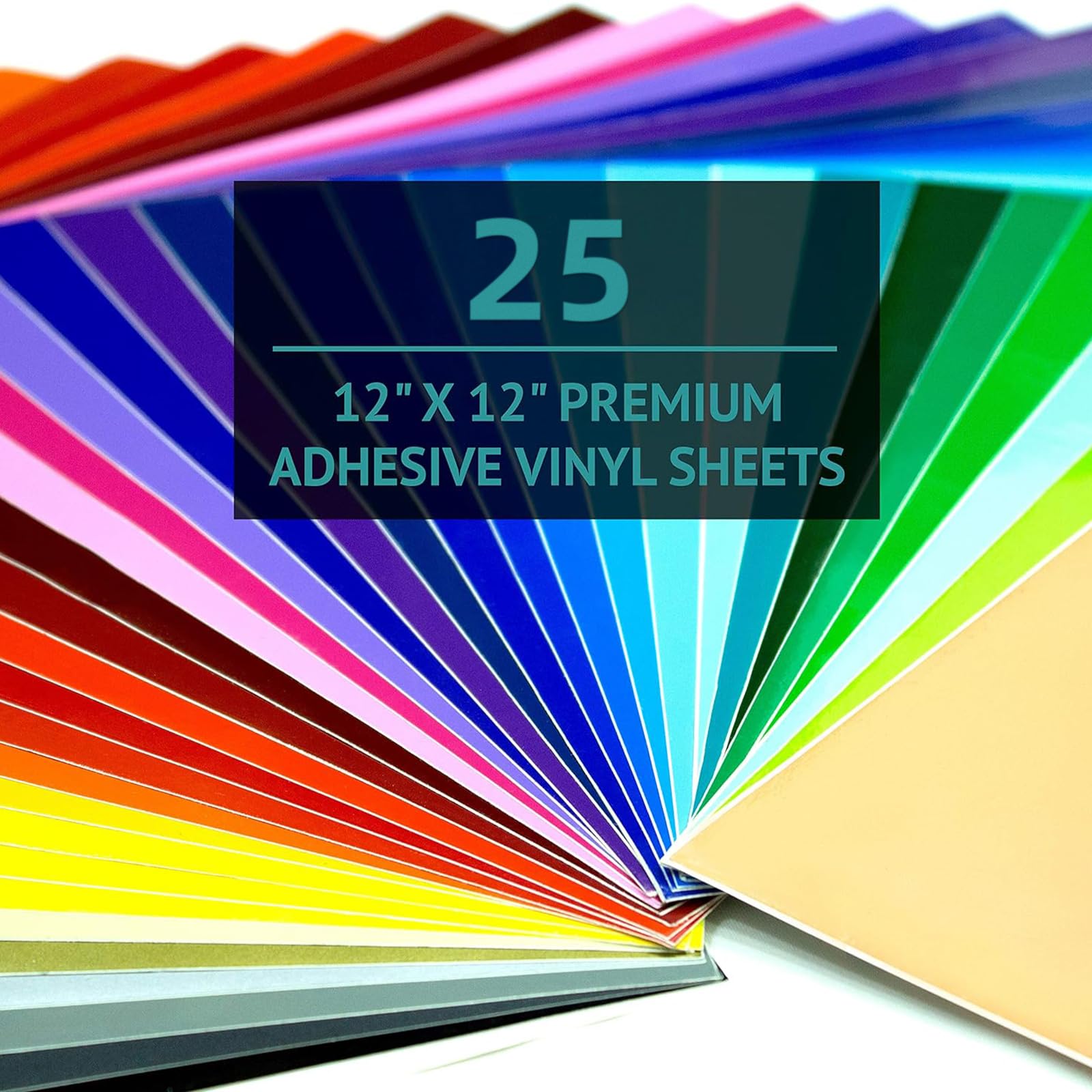 Bright Idea Permanent Vinyl, 25 Pack 12 "x 12" Vinyl Sheets Compatible with Cutting Machine, Assorted Colors Permanent Vinyl Bundle for Crafter