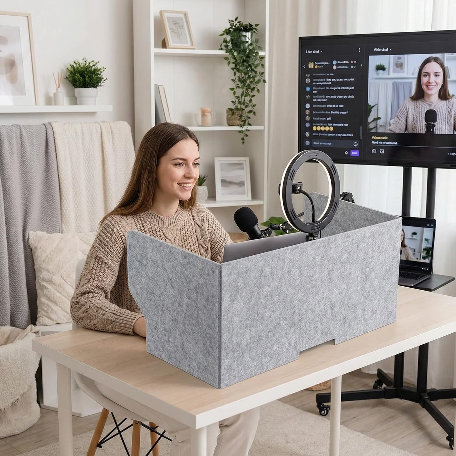Séparateur de bureau pliable en feutre - Brise-vue - Séparateurs acoustiques gris - Séparateur de table autoportant - Insonorisation acoustique