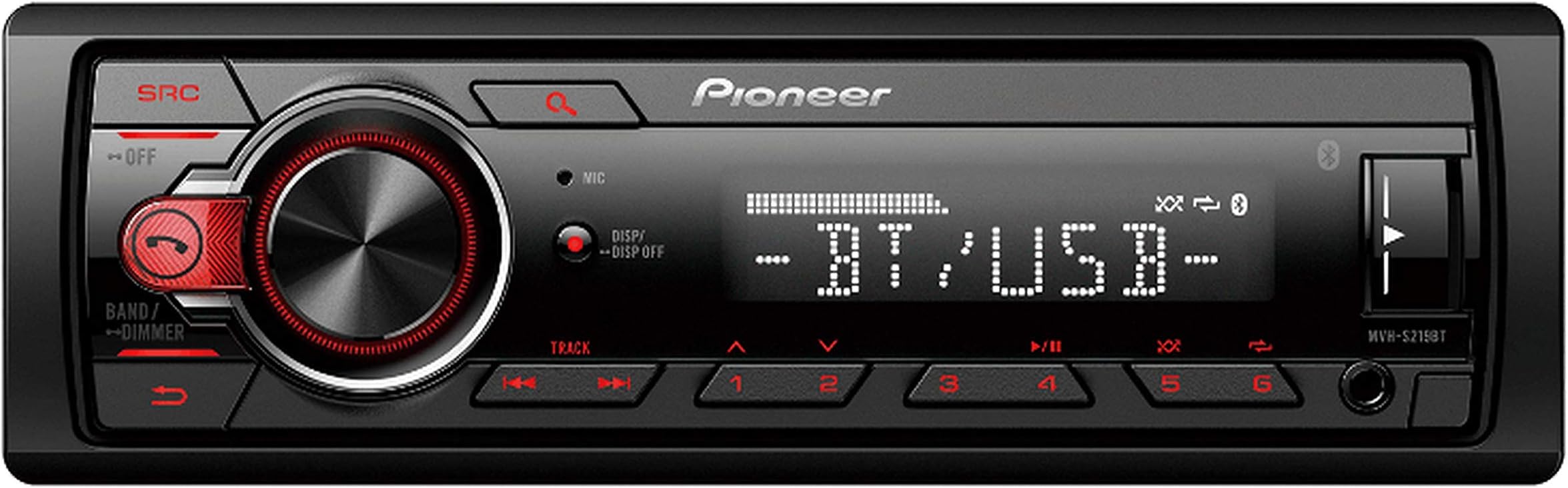 Pioneer Car Stereo MVH-S219BT,Bluetooth,in-Built MIC,USB/AUX/Radio,Dimmer,MOSFET 50W X 4,RCA Pre-Outs 1, WMA/MP3/WAV,Anti Theft Mechanism :Yes