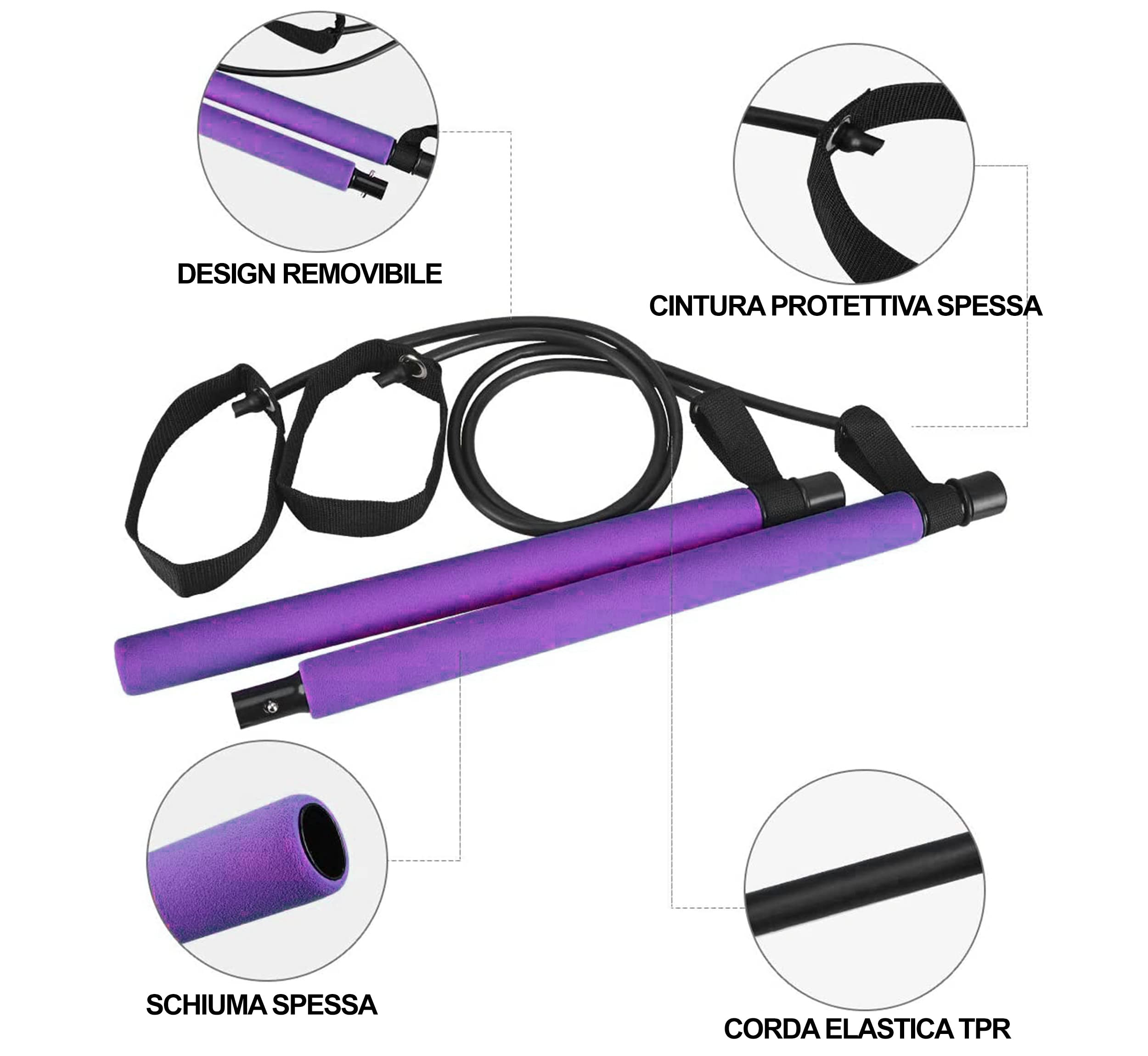 Barra De Pilates Con Bandas De Resistencia - Juego Portátil, Ajustable, Para Tonificación De Cuerpo Completo, Yoga Y Fitness