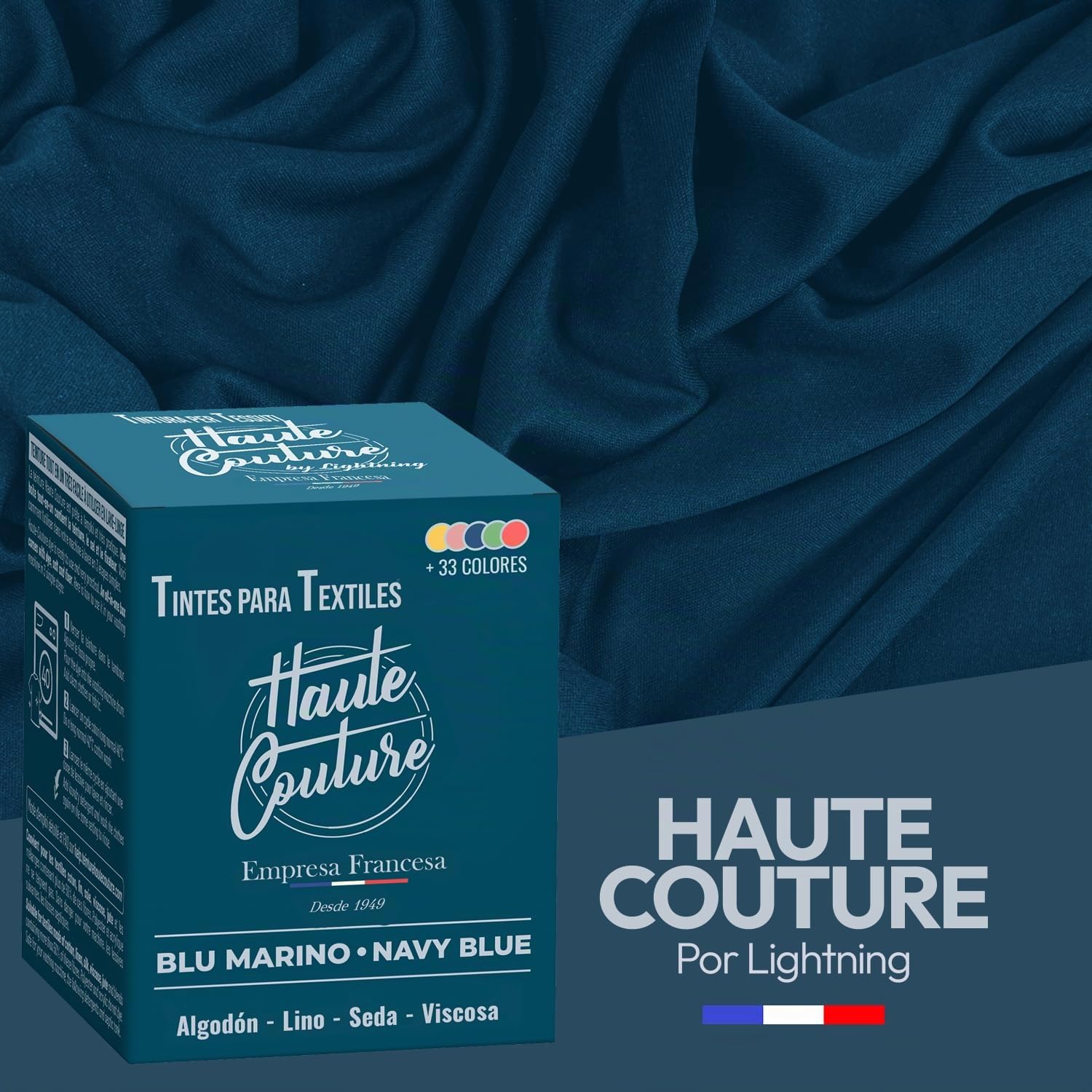 Haute Couture - Tinte para Ropa y Textil Azul - Azul Marino - 350g - Tinte Textil Todo en uno - Listo Para Teñir Ropa y Tejidos