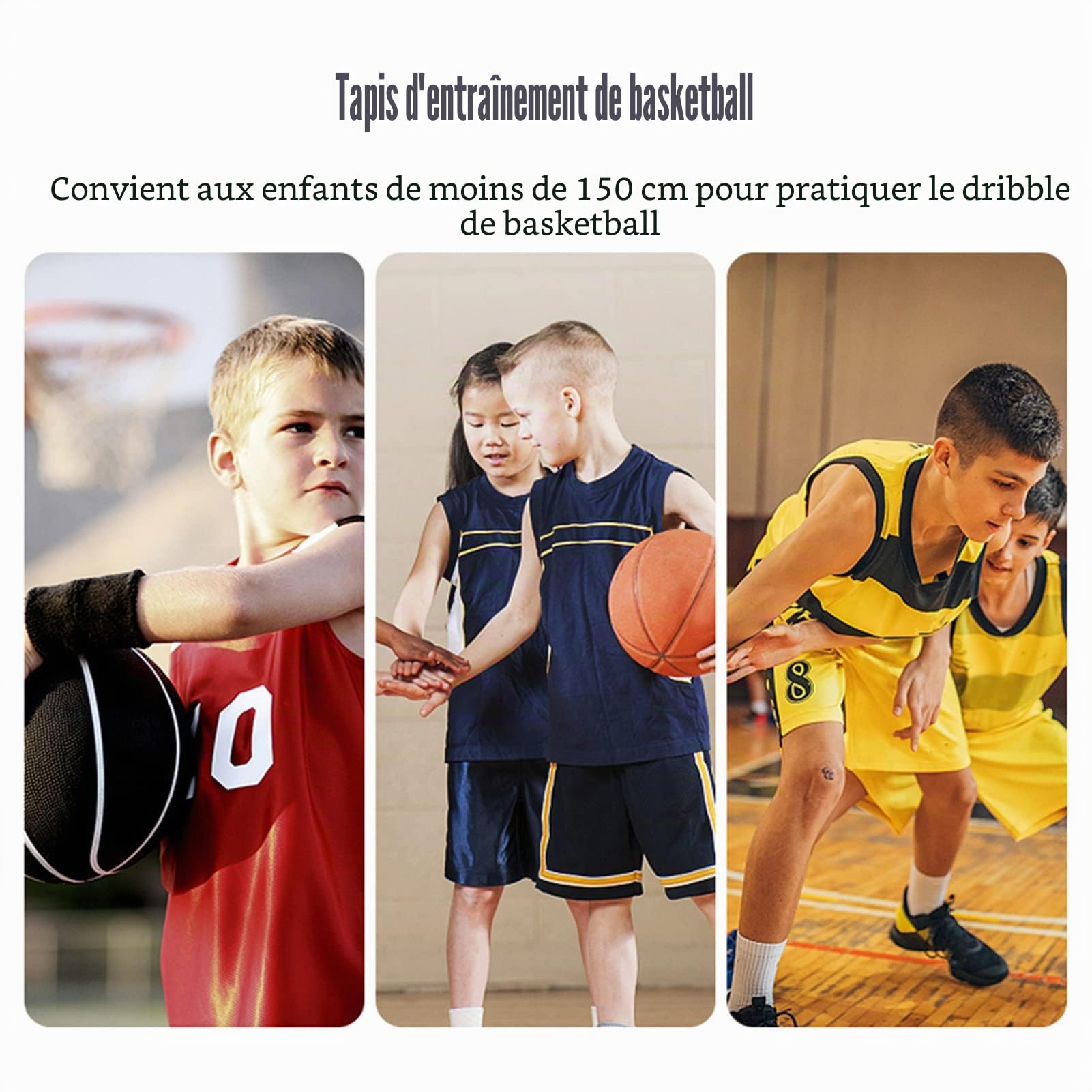 Asixxsix Tapis d'étape de Basket - Ball, 2mm Caoutchouc Pliable Tapis d'entraînement de Basket - Ball Dribble Silent Sports Accessoires auxiliaires pour Enfants et Adolescents