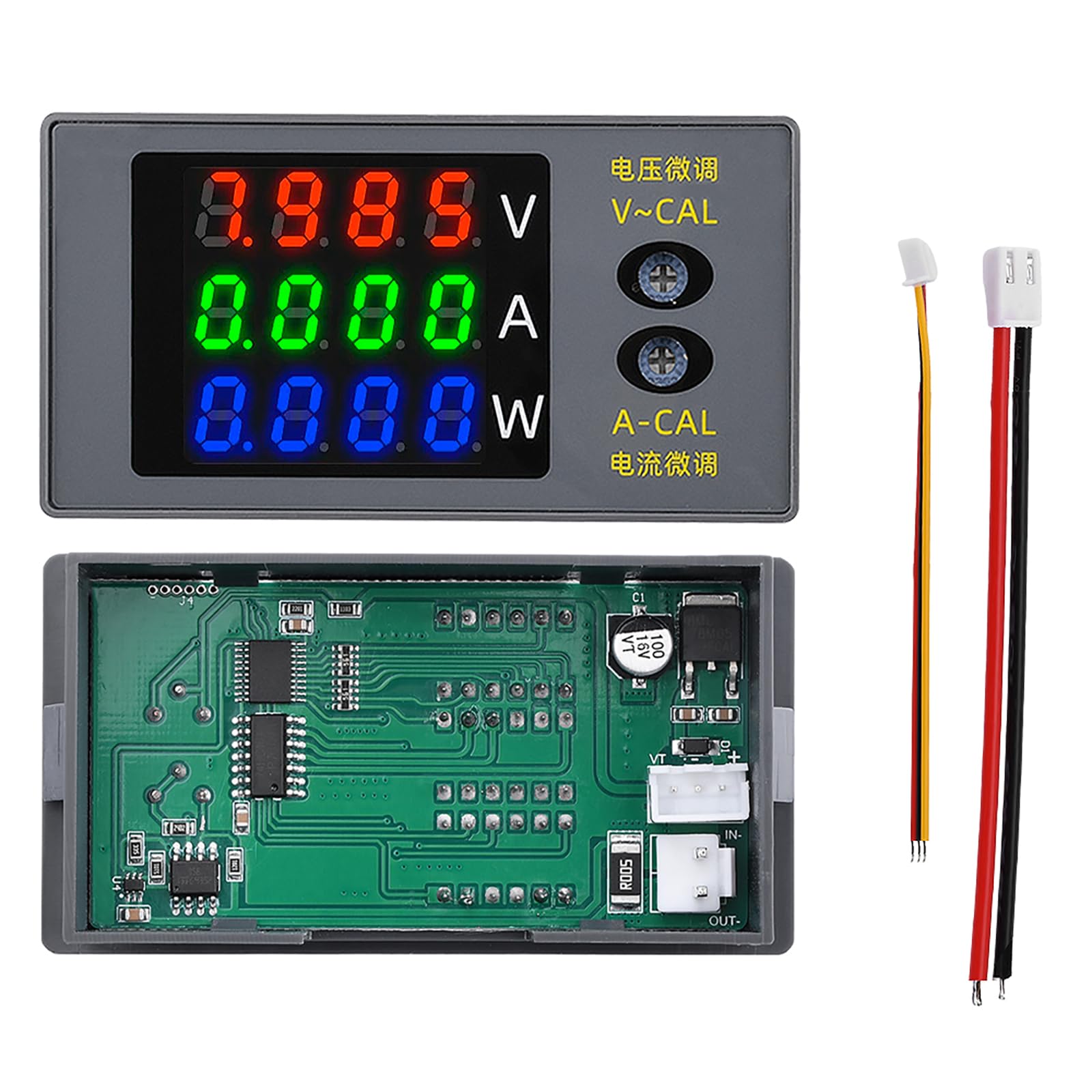 Aideepen Misuratore di Potenza, 3-in-1 Watt Voltometro Amperometro DC 0~100V 10A
