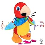 Hopearl Talking Parrot Repeats What You Say Walking Electric Interactive Animated Toy Speaking Plush Buddy Gifts for Toddlers Birthday Festival Holiday, 8\'\'