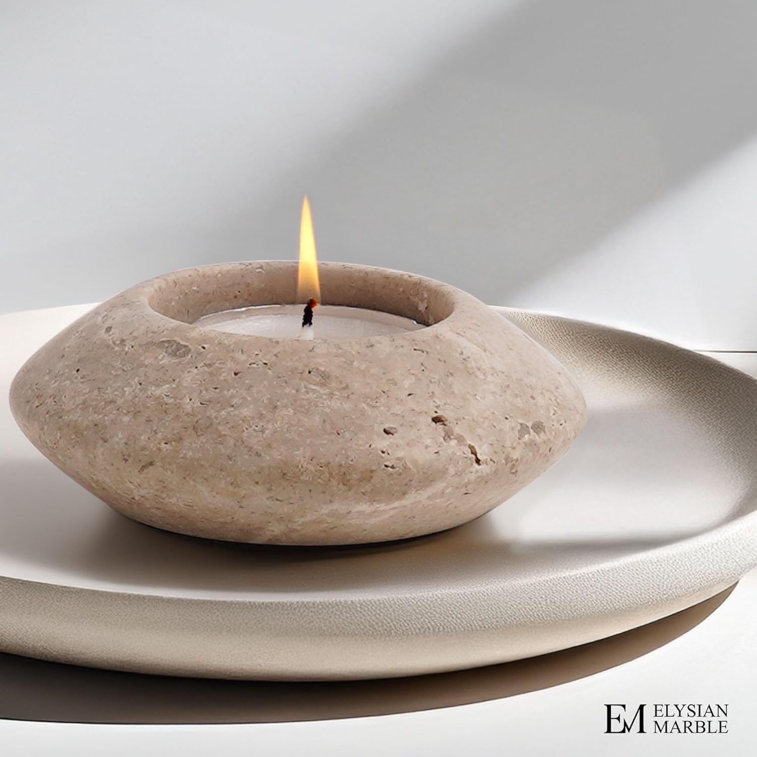 Tea Light Candle Holders Set of 3 – Handcrafted Natural Marble Tealight & Votive Holders in Graduated Sizes (4", 3.5", 3"), Decorative Stone Candle Holders for Home Décor & Table Centerpieces