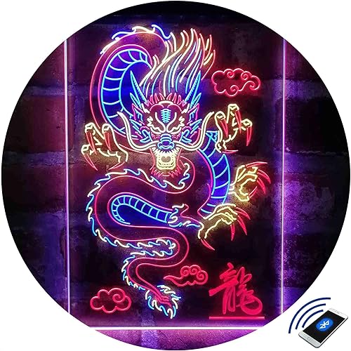Miniatura 3 de ADVPRO Dragón chino en la nube palabra tricolor LED neón signo rojo y azul y amarillo 17.7 x 23.6 pulgadas st9s46-i3225-rby