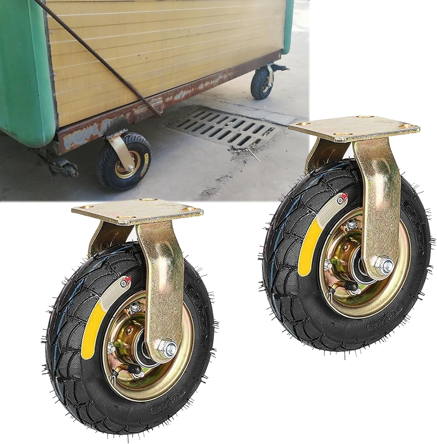 プレート式 キャスター 2個 Industrial Casters 固定/ユニバーサルホイール 台車 タイヤ 径&Phi;200 250mm