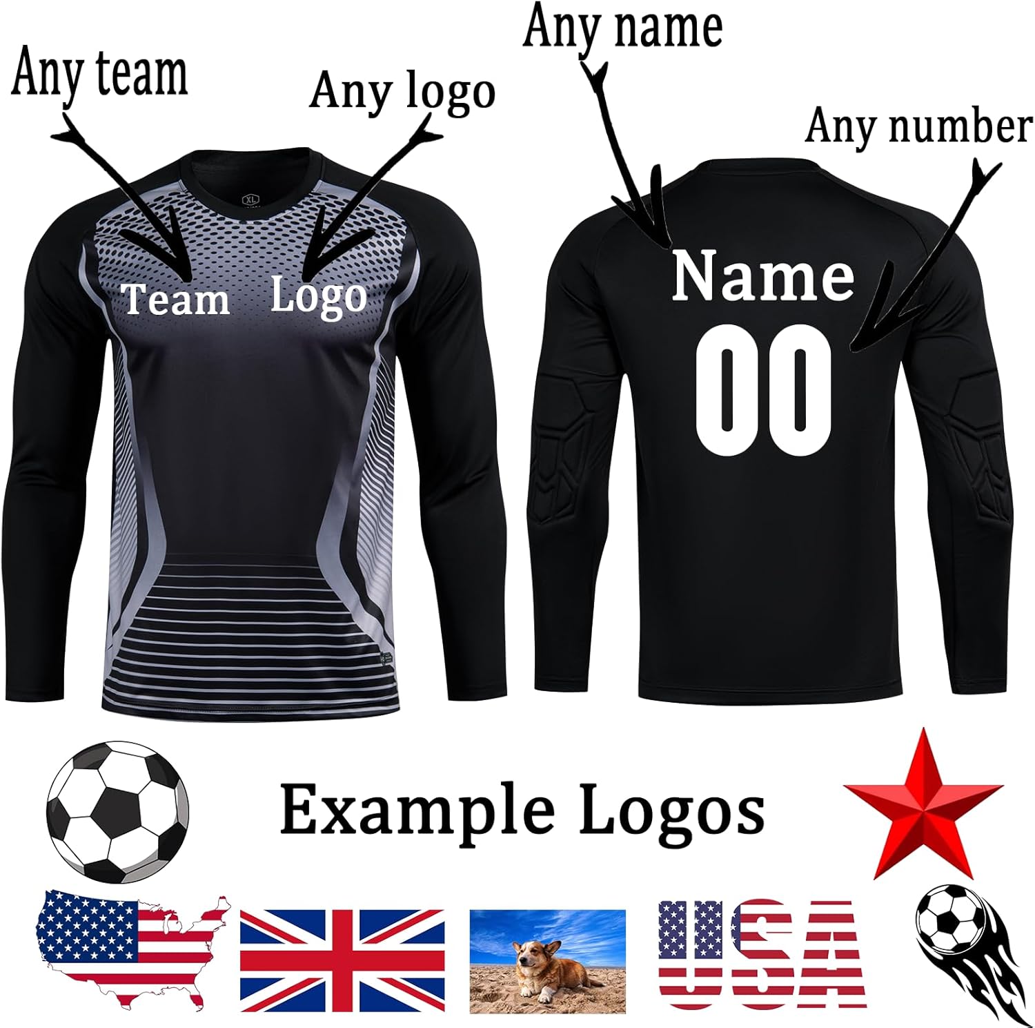 Custom Goalie Shirt Men Women Soccer Shirts for Goalkeepers Adult Youth Soccer Goalie Uniform with Name - Image 3