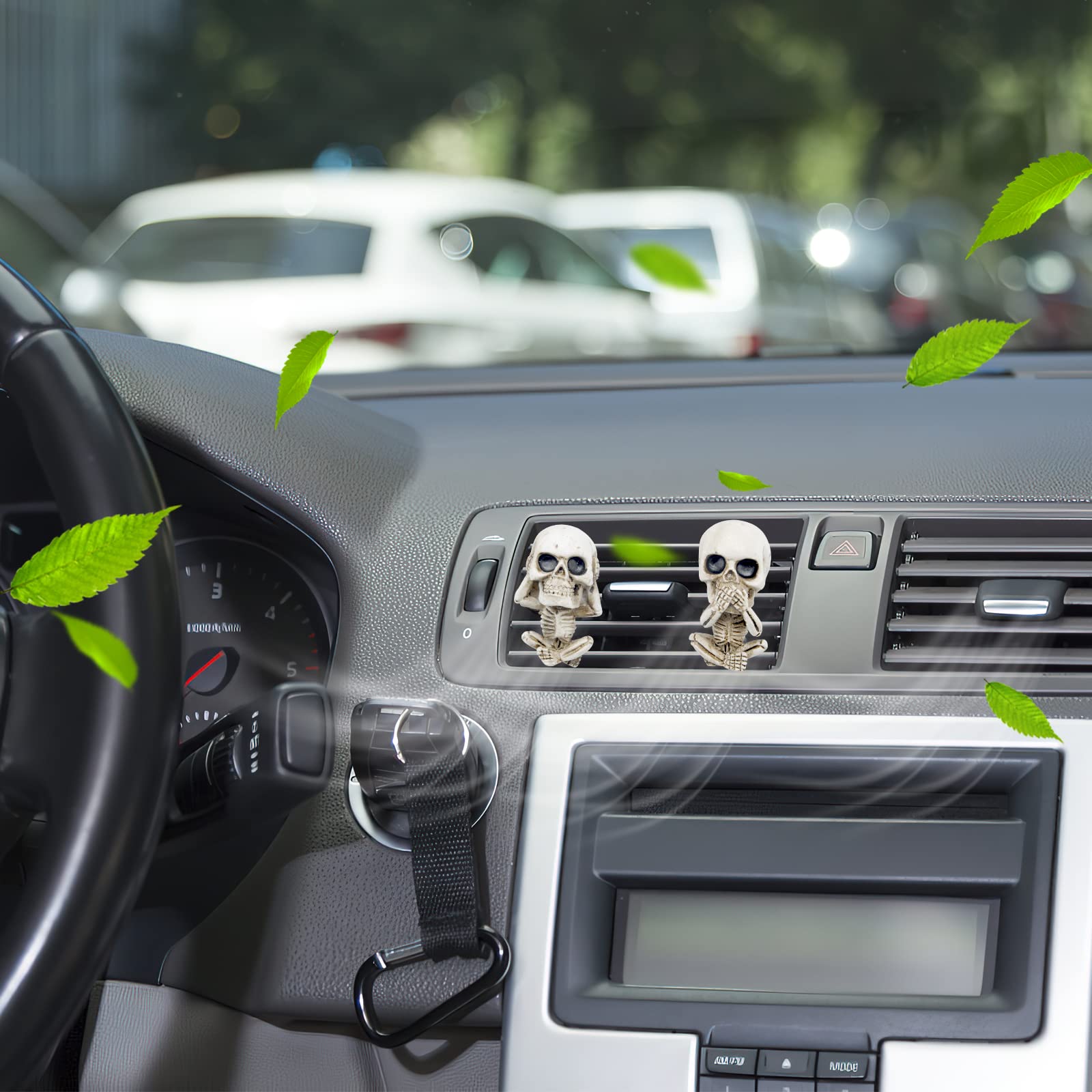 Lot De 3 Diffuseurs Parfum Voiture Crâne Tête De Mort - Clip Ventilation Décoratif Auto