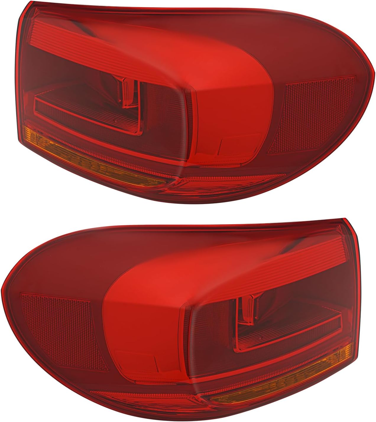 Outer Tail Light Assembly Compatible for 2012-2017Volkswagen Tiguan Only Halogen Model, Right Passenger Side Brake Stop Lamp, Bulb Not Included, Parking Light Red Clear Lens