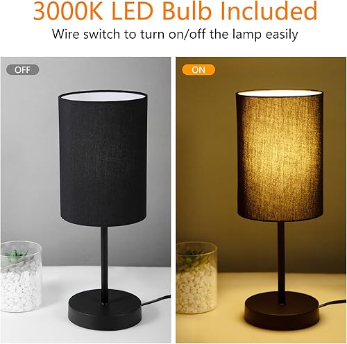 Miniatura 3 de Lámpara de mesa para sala de estar, lámparas de noche para mesita de noche con interruptor de cable, lámparas de escritorio modernas minimalistas