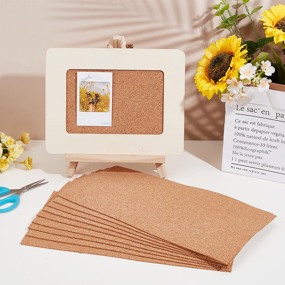 OLYCRAFT 10pz bacheca Rettangolare 30x15cm In Sughero di Legno Non Autoadesivo Spessore 0.2cm Fogli di Supporto In Sughero Isolante Rettangolari per Sottobicchieri Decorazioni Murali Forniture