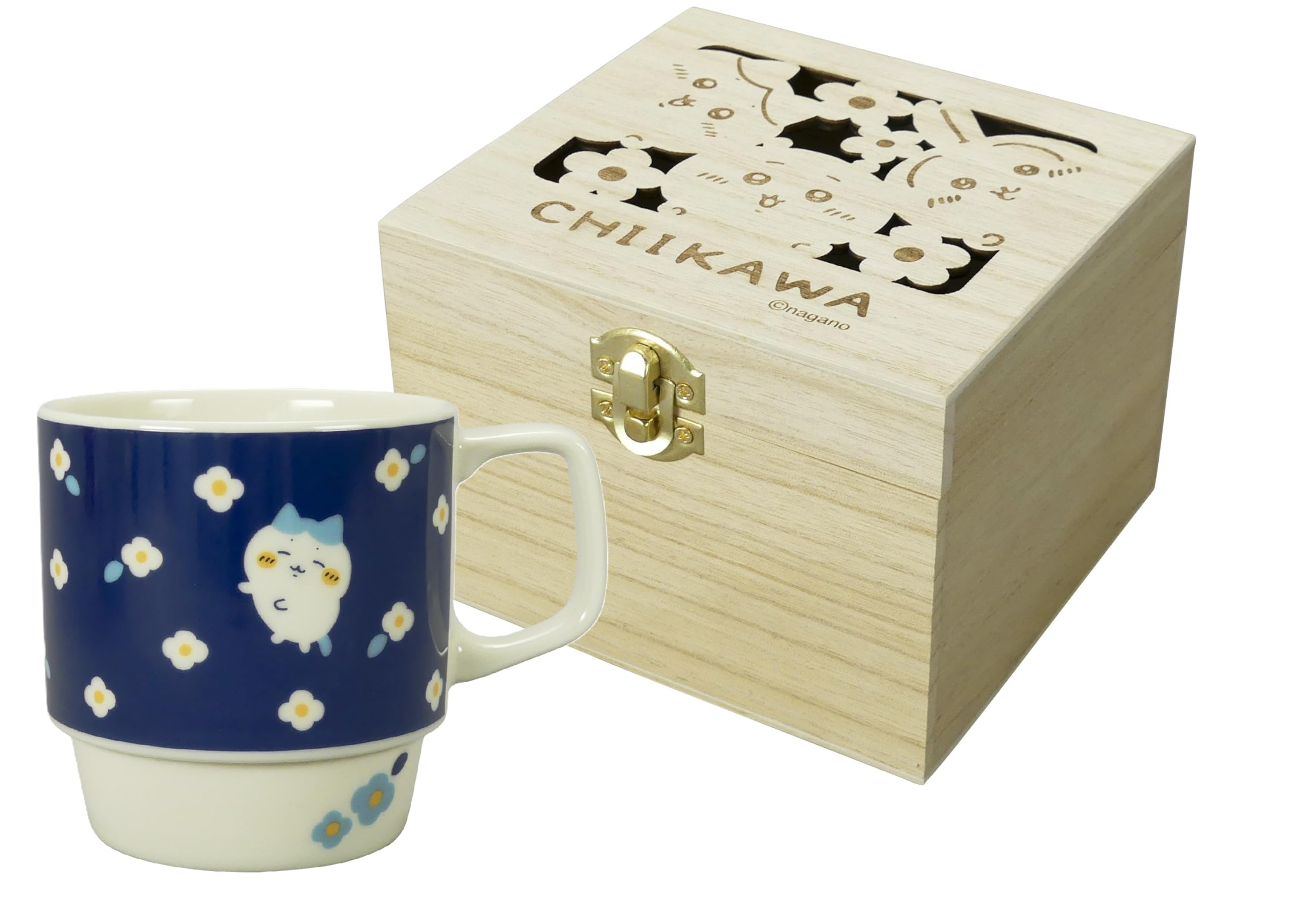 Chiikawa Hachiware Bee Blossom Porcelain Mug 11.5oz Gift Box Navy Japan