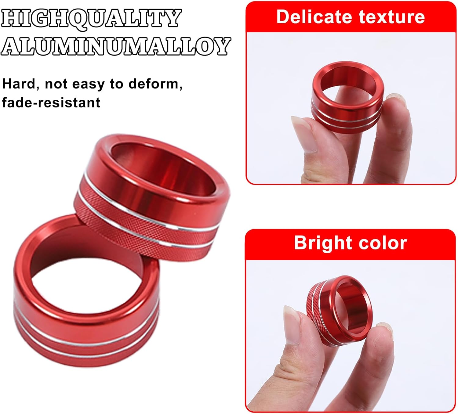 Rear Air Conditioning Control Knob Ring Trim Compatible with Hummer EV 2022-2026 SUV/SUT Back Climate Air Conditioner Button Cover Accessories 2Pcs (Red)