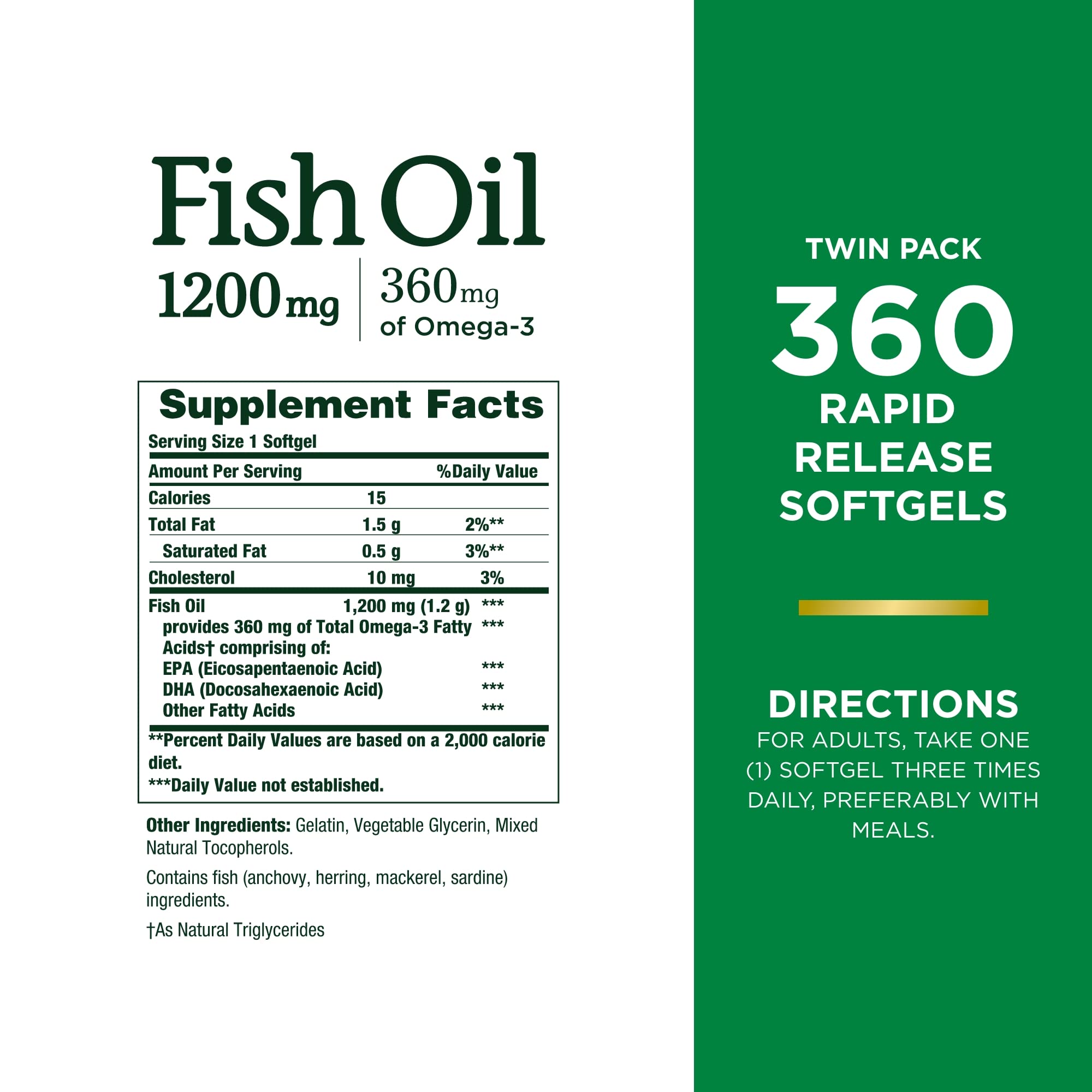 Buy Nature’s Bounty Fish Oil 1200 Mg, Twin Pack, Supports Heart Health