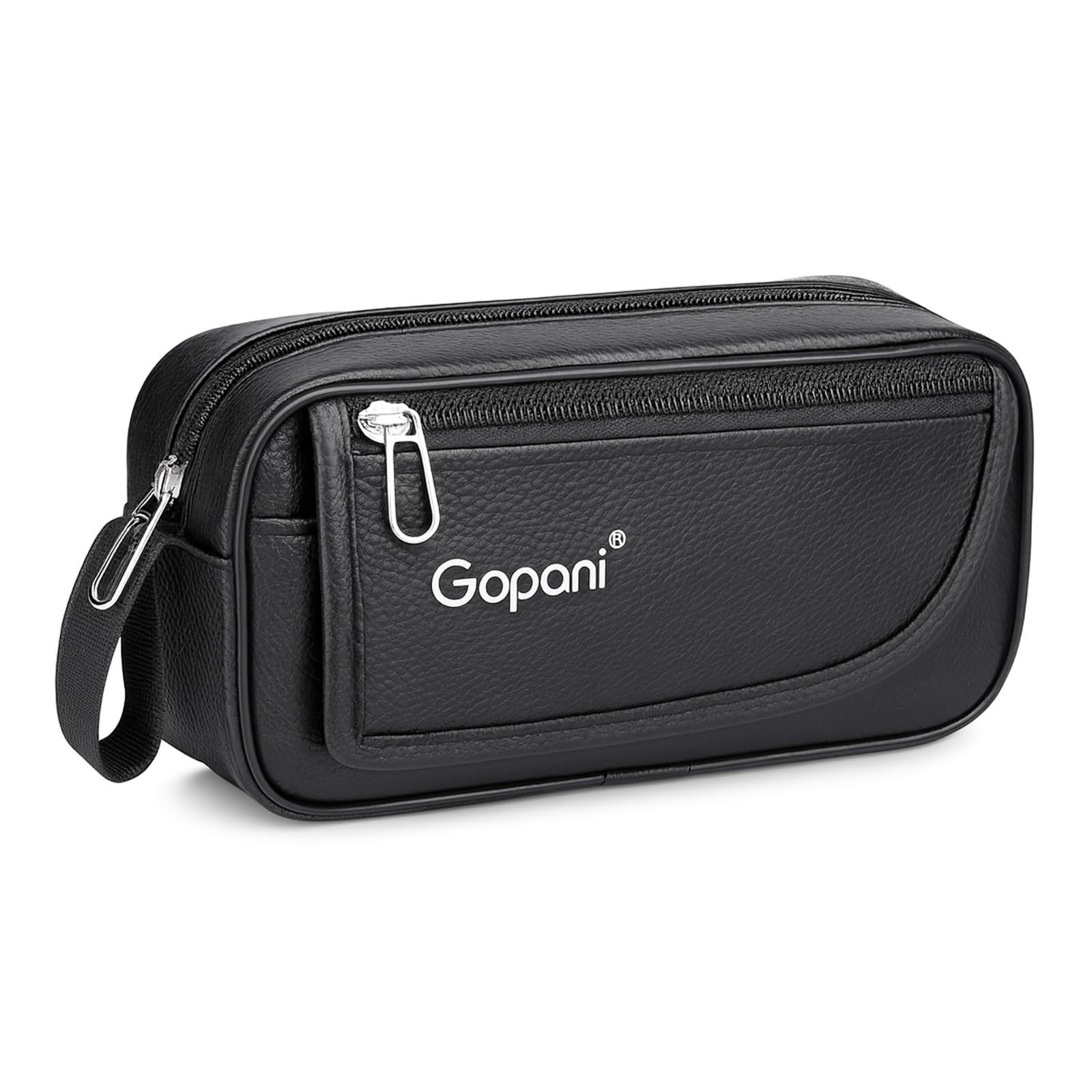 rionora Luxury Leather Pen Pouch Four Compartments Spacious Storage Stationery Holder Students Professionals Business Use Black-picture-43